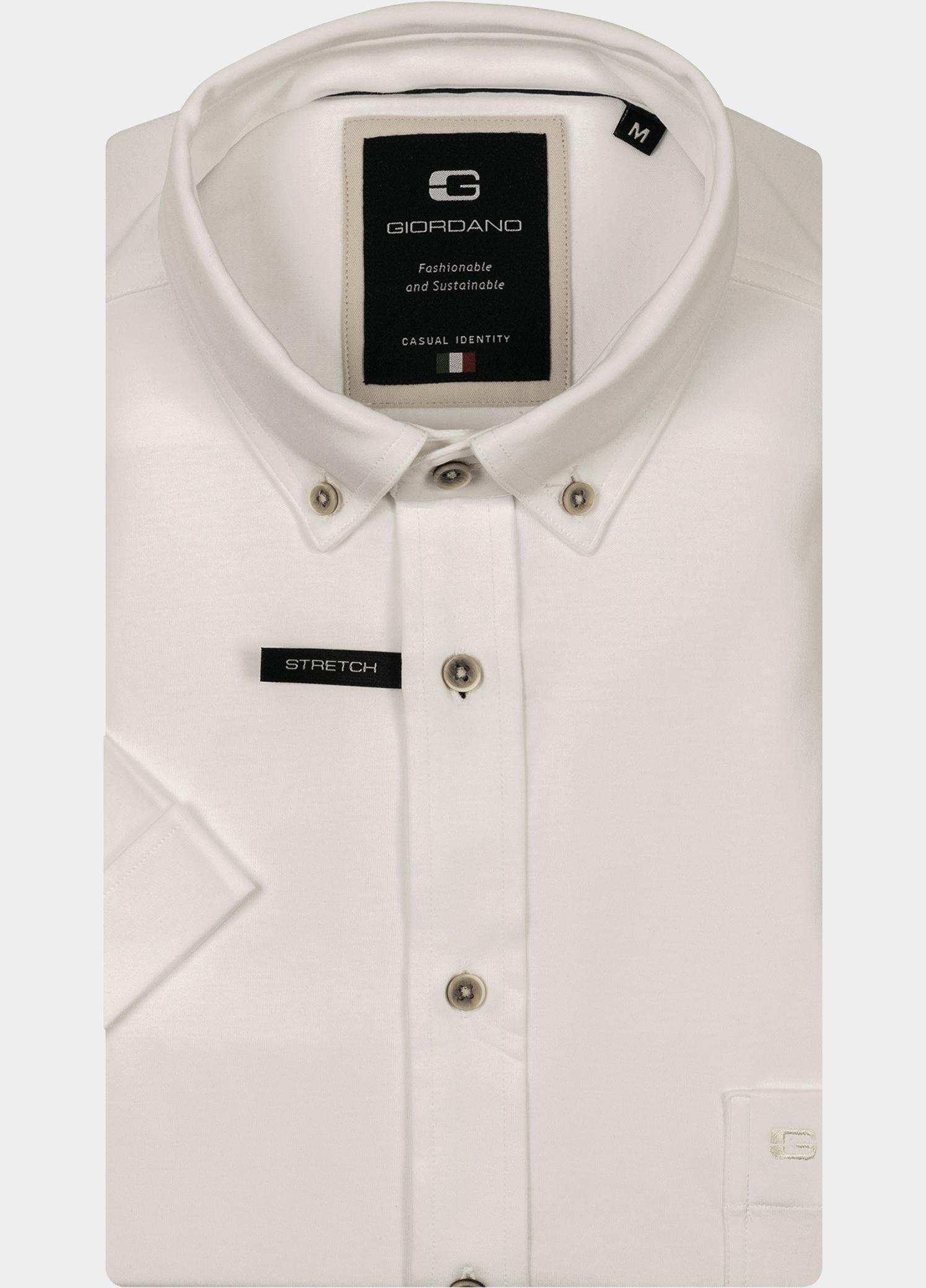 Giordano overhemd korte mouw heren Wit Alfa Short Sleeve Button Down 616078/10