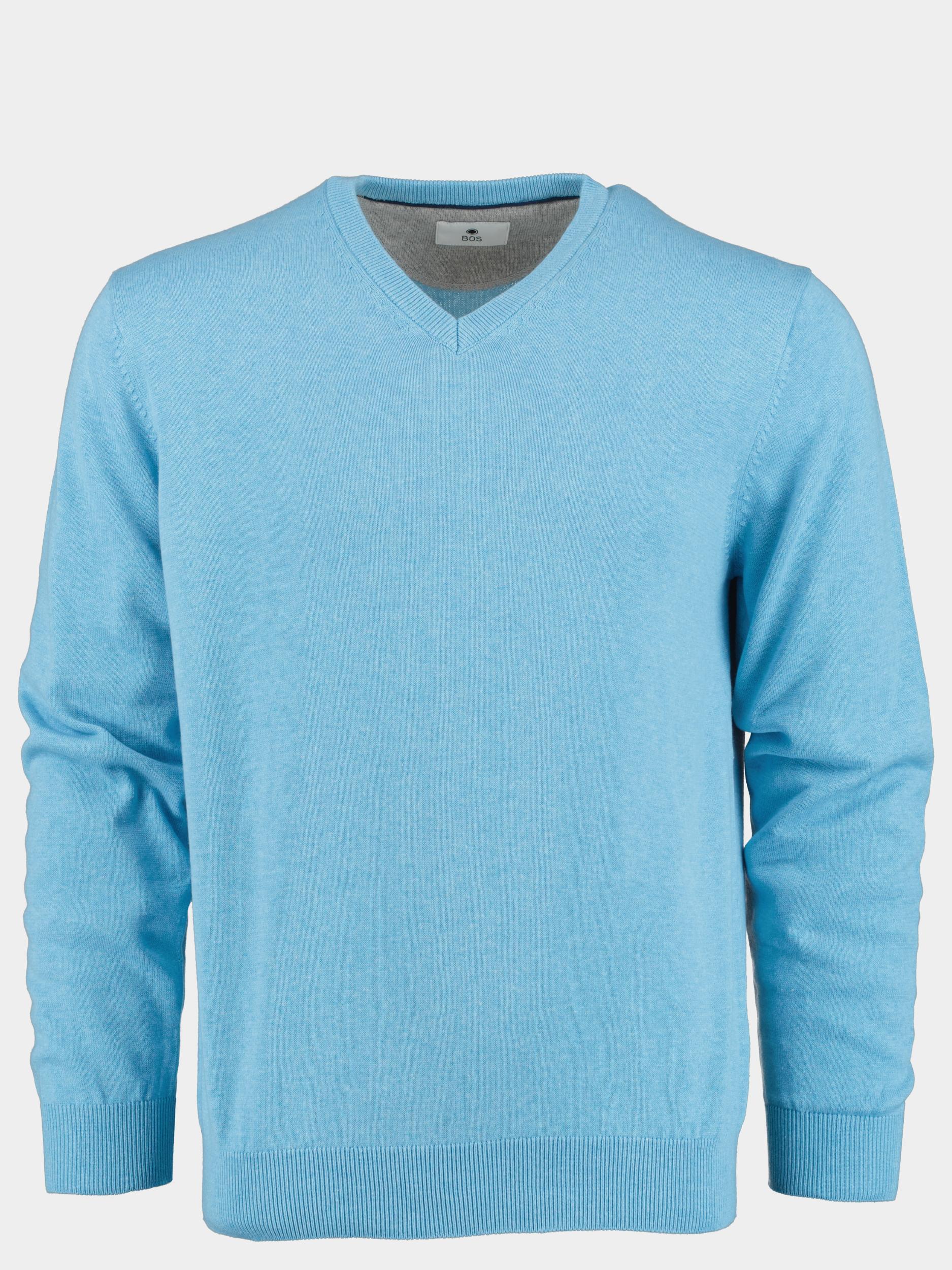 Bos Bright Blue Pullover Blauw Cotton Regular Fit 418100CCT-13/625