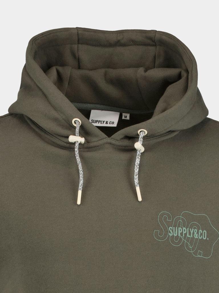 Supply & Co. Sweater Groen Far Hoodie With Chestprint 22312FA01/357 forest
