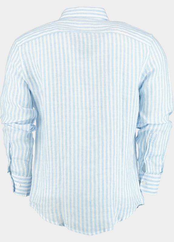 Blue Coast Overhemd heren Blauw 100% linnen, lichtblauw streep 118R4/0015 celeste