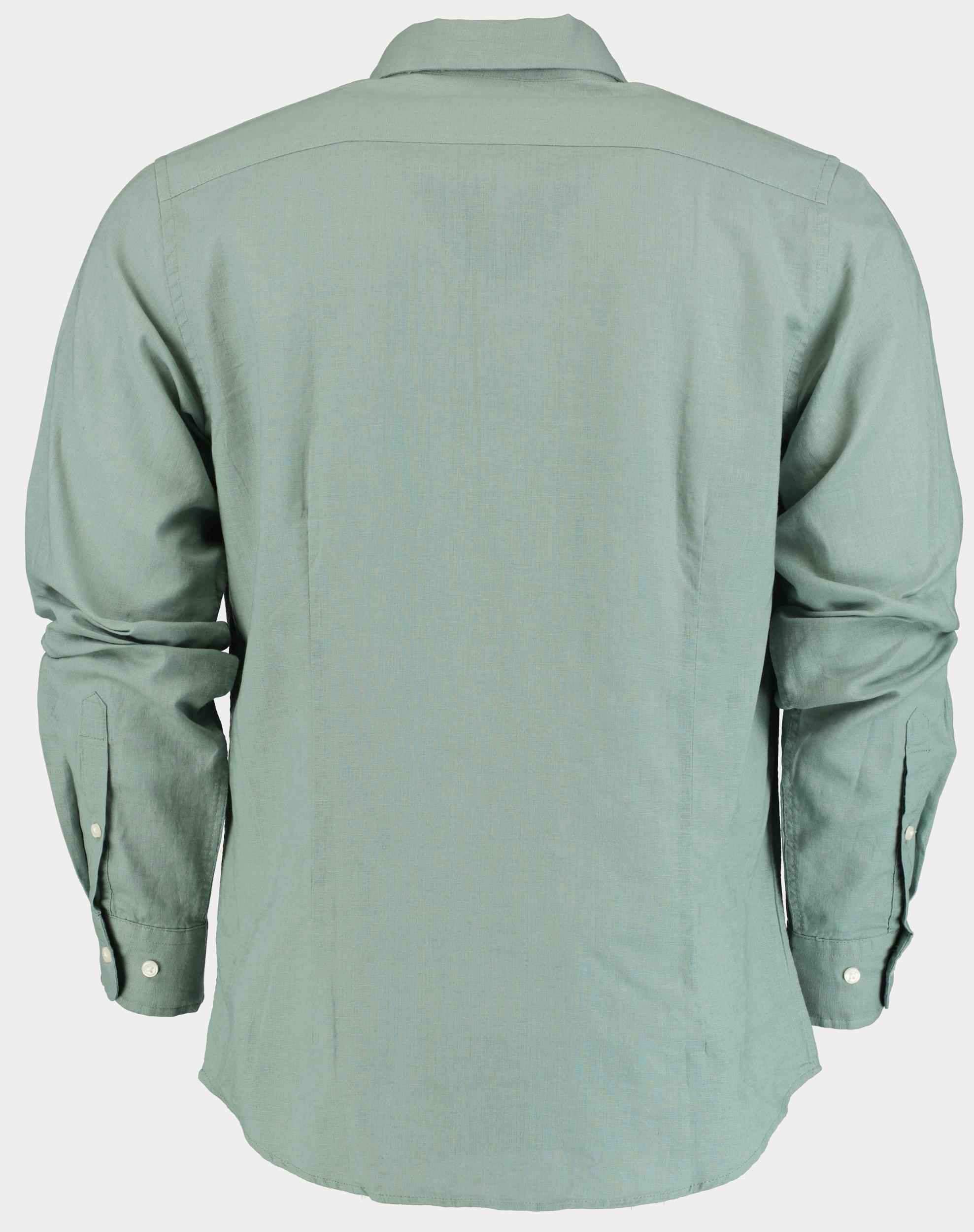 Bos Casual hemd lange mouw Groen Linnen katoen shirt LM 42540015I/318 Olive