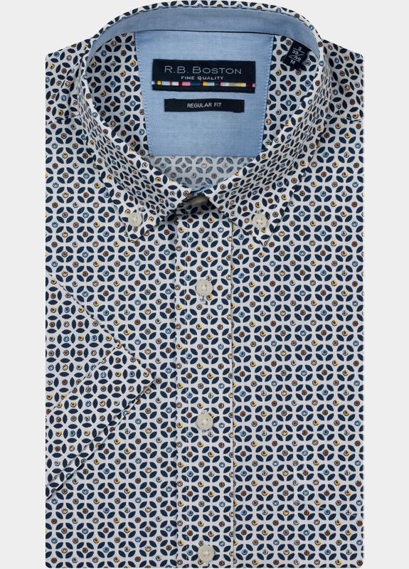 R.B. Boston overhemd korte mouw heren Bruin Marshall SS Button Down 616670/602