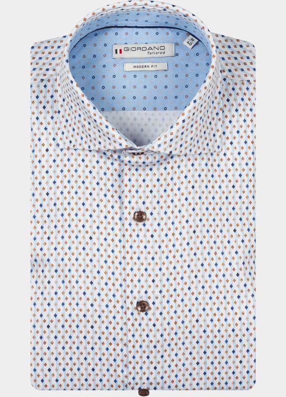 Giordano Overhemd heren Blauw Locarno Long Sleeve Semi Cuta 617884/60