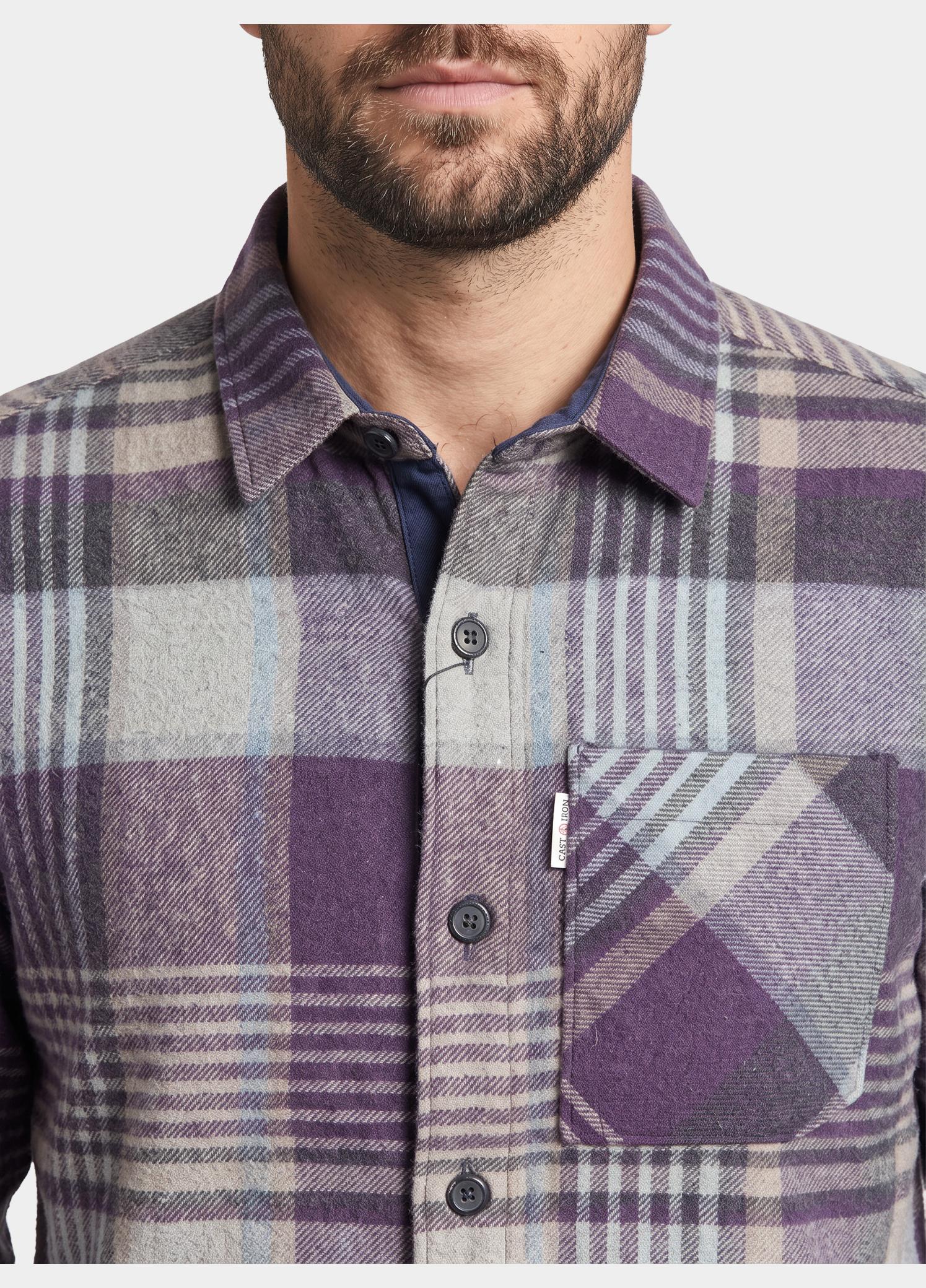 Cast Iron Overhemd heren Blauw Long sleeve shirt Wool blend CSI2609233/4163