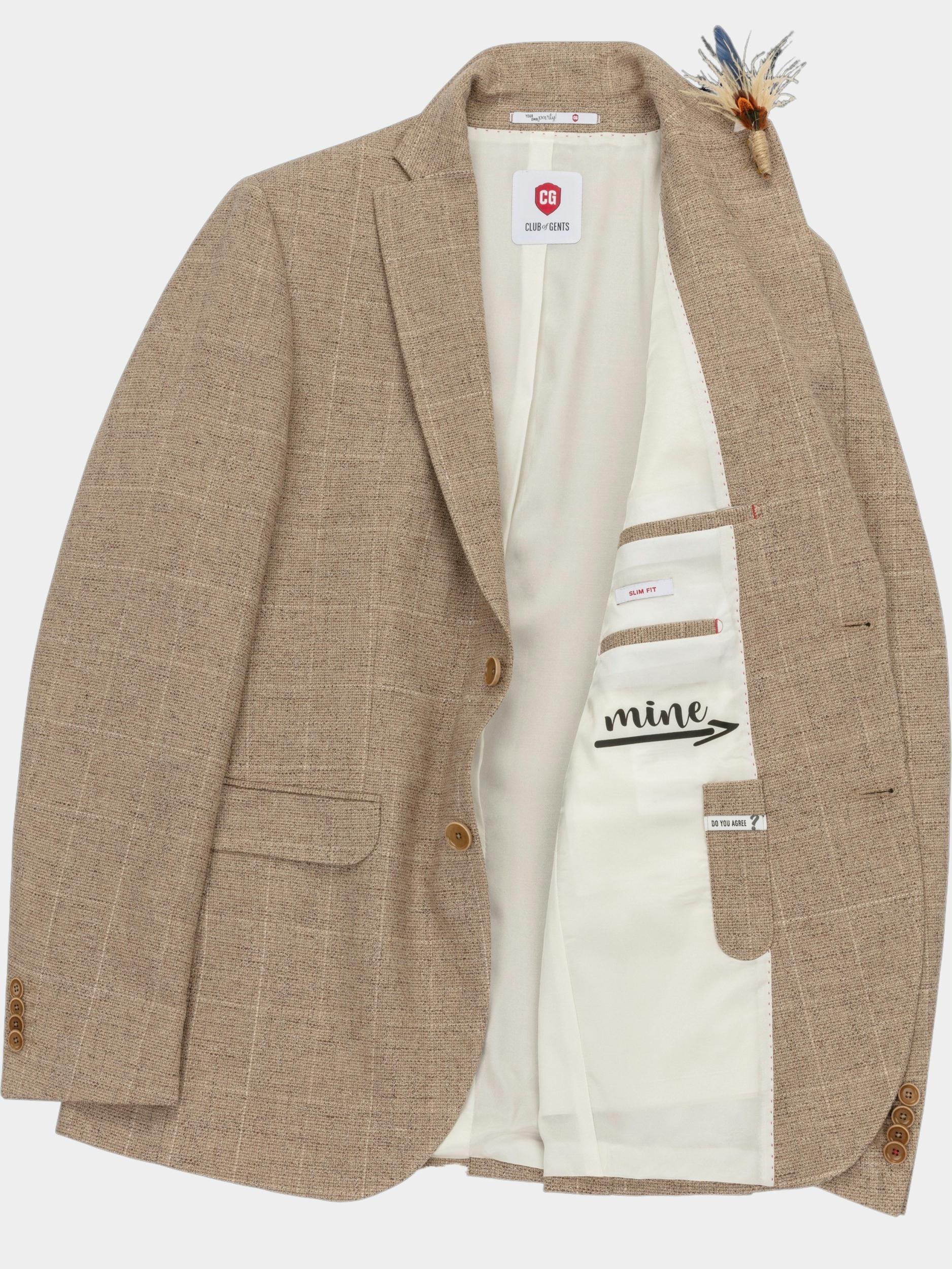 Club of Gents Colbert Mix & Match Beige Colbert in beige met ruit 15.004S3-225222 CG Paul SV/22