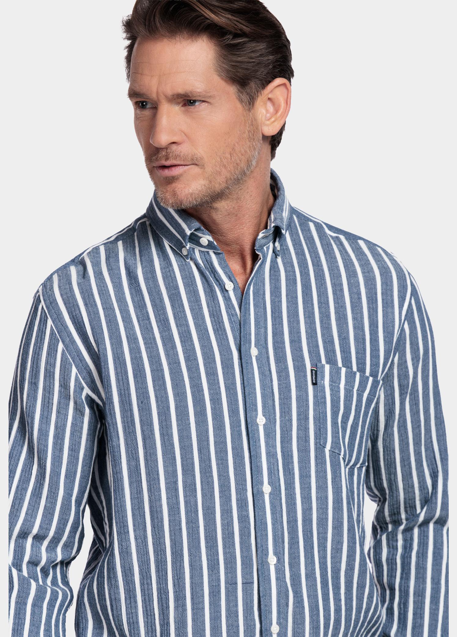 Giordano Overhemd heren Blauw Dino Long Sleeve Button Down 617124/60