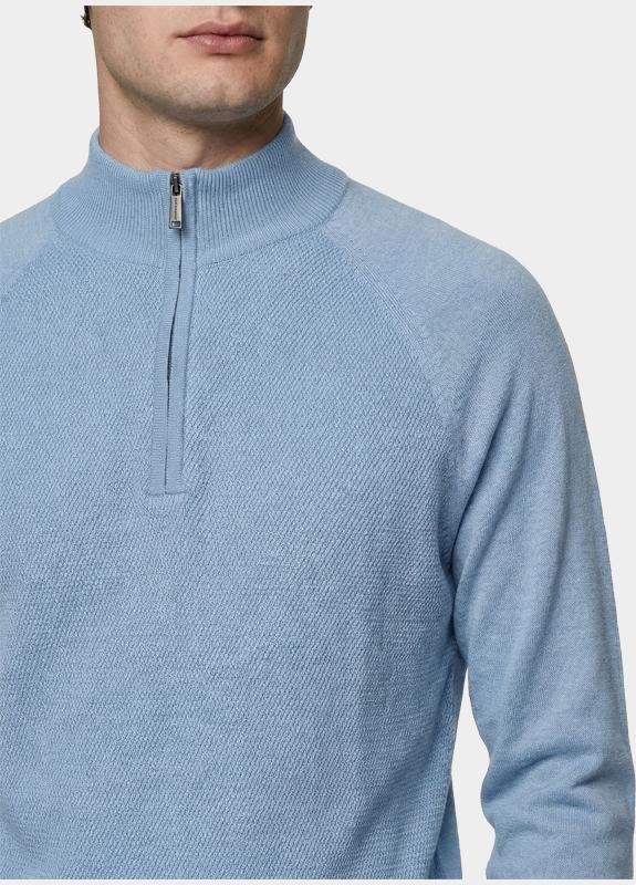 Innocente Half Zip Blauw Half zip met structuur 326/8147 Light Blue