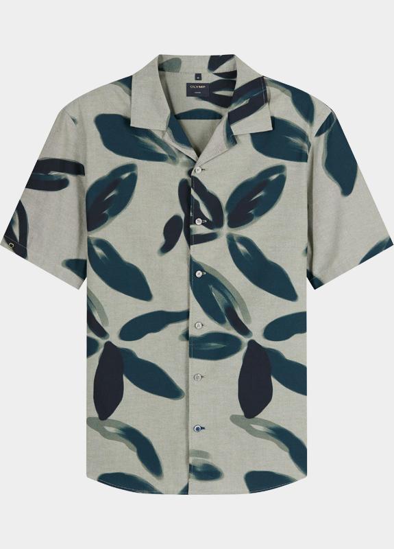 Olymp overhemd korte mouw heren Groen Casual 402612/47