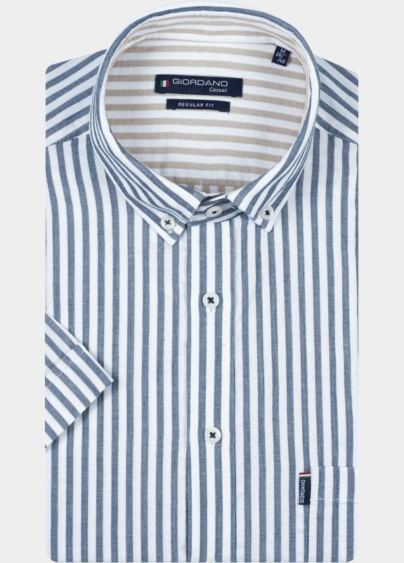 Giordano overhemd korte mouw heren Blauw Alfa Short Sleeve Button Down 616130/60
