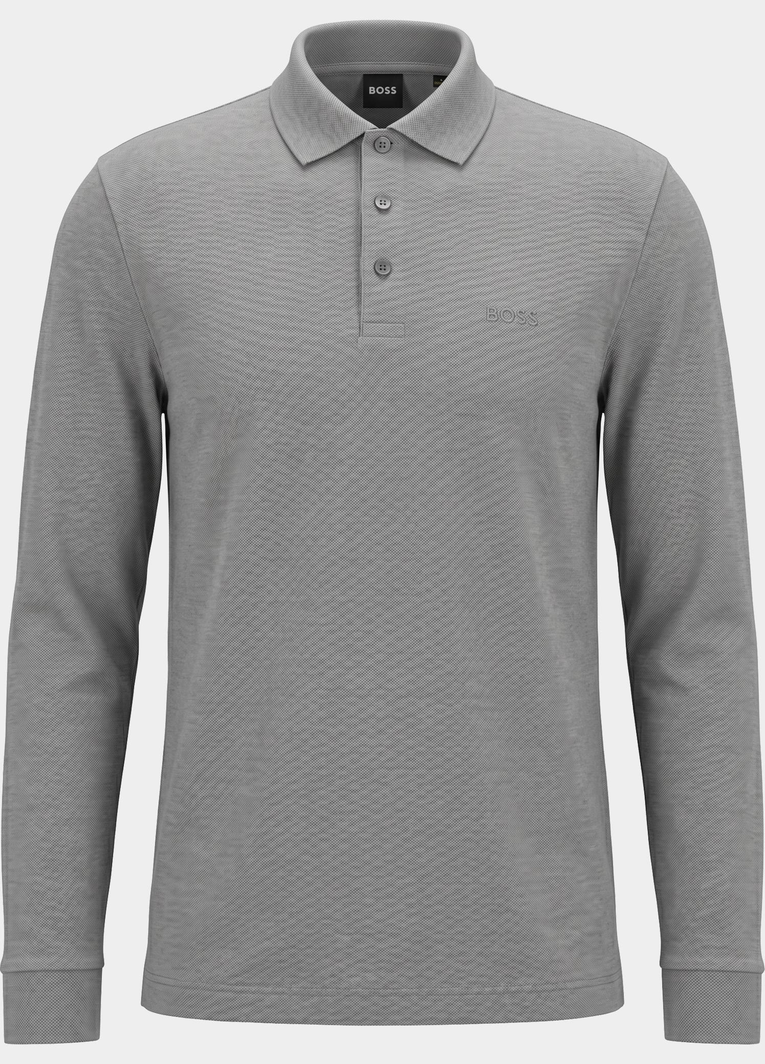 BOSS Black Polo lange mouw Grijs Pado 30 10241542 01 50468392/075