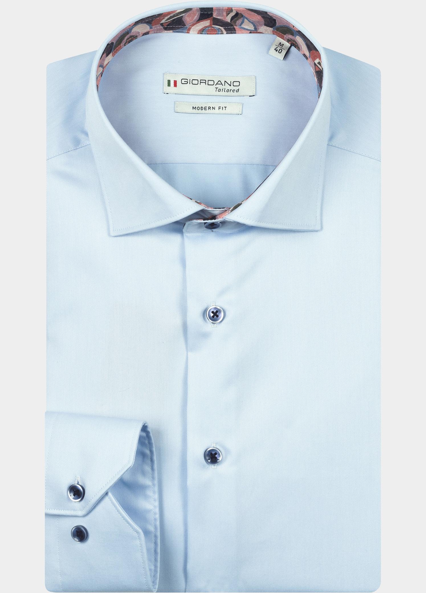 Giordano Overhemd heren Blauw Locarno long sleeve semi cuta 527871/61