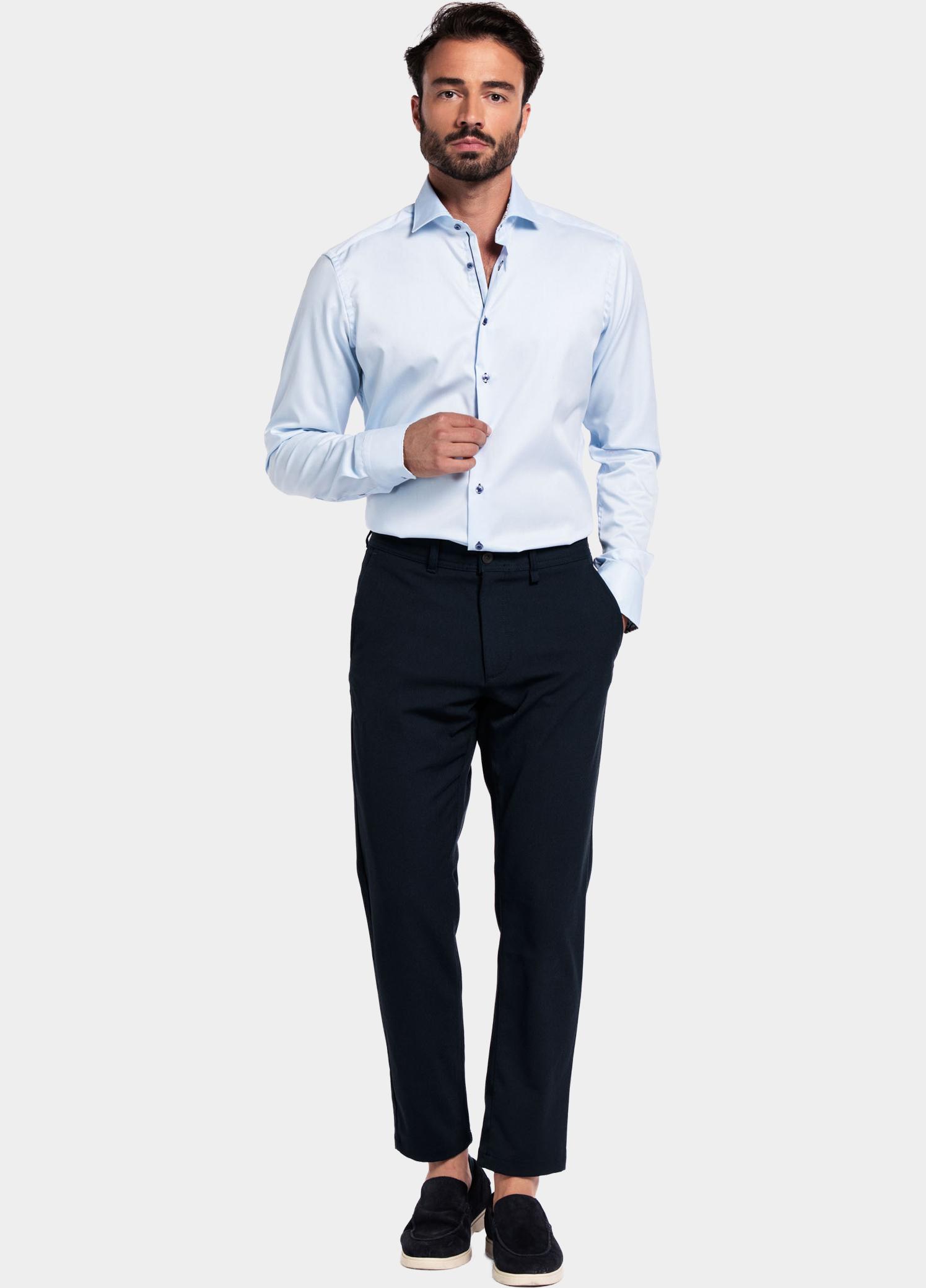 Giordano Overhemd heren Blauw Locarno long sleeve semi cuta 527877/61