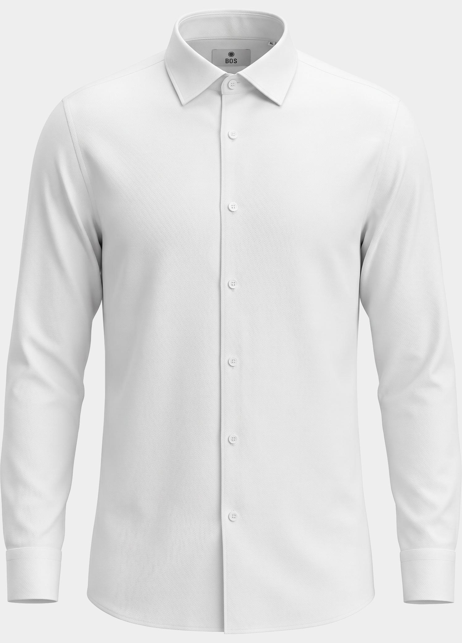 Bos Casual hemd lange mouw Wit Linnen Shirt 5405.426/100