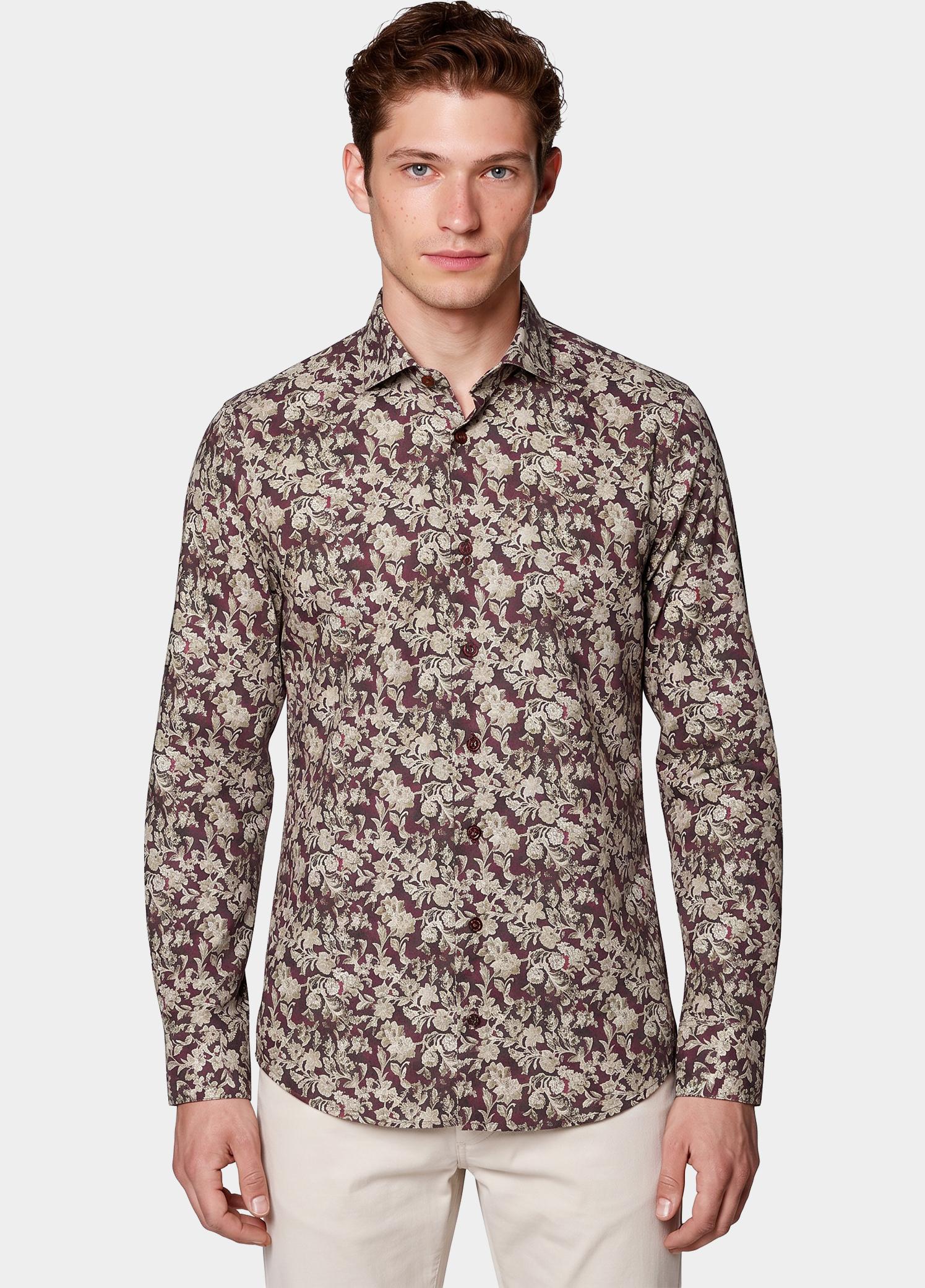 R2 Amsterdam Overhemd heren Rood Floral print on poplin 134.WSP.066/080