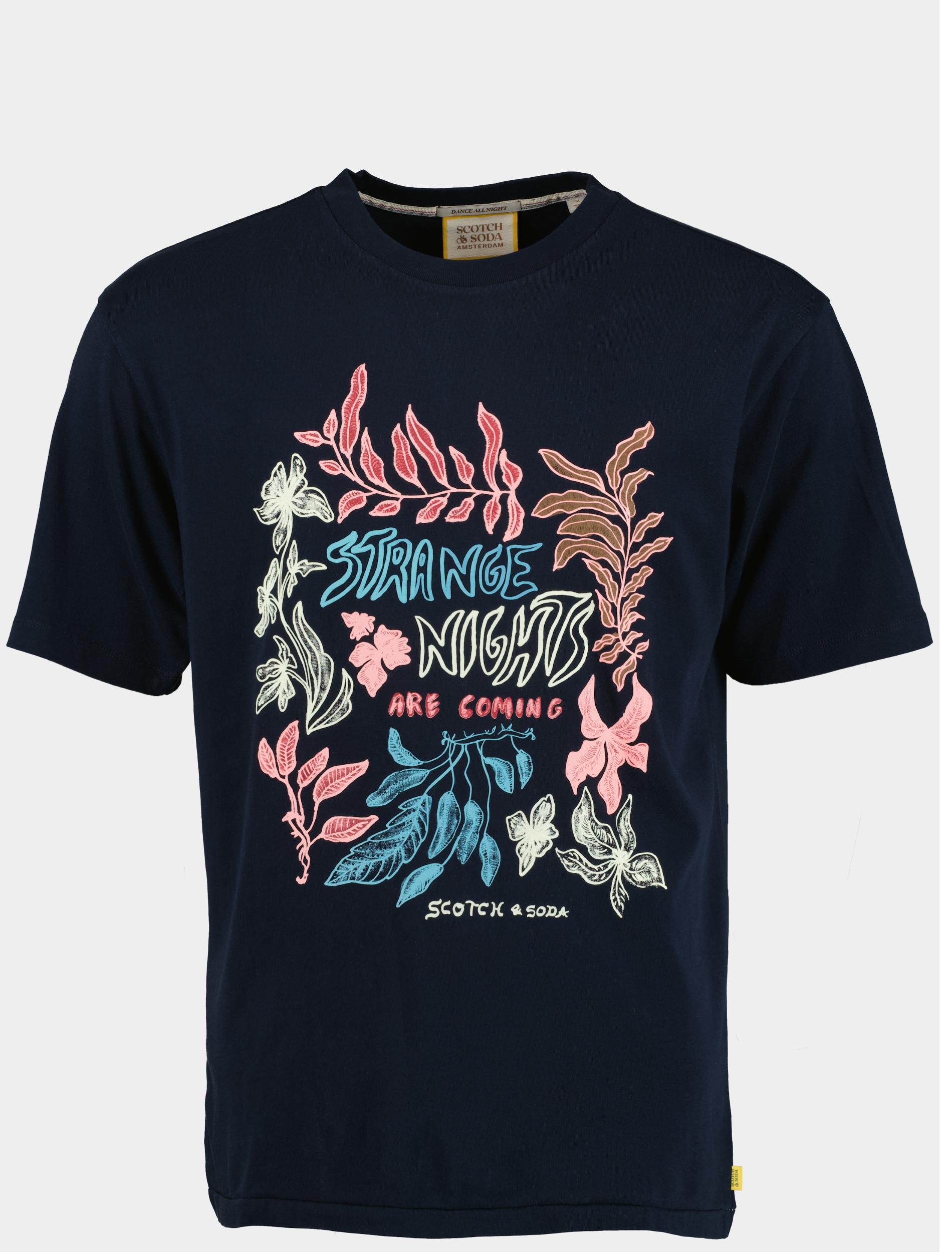 Scotch & Soda T-shirt korte mouw Blauw Festival Flower AW T-shirt 173034/0002