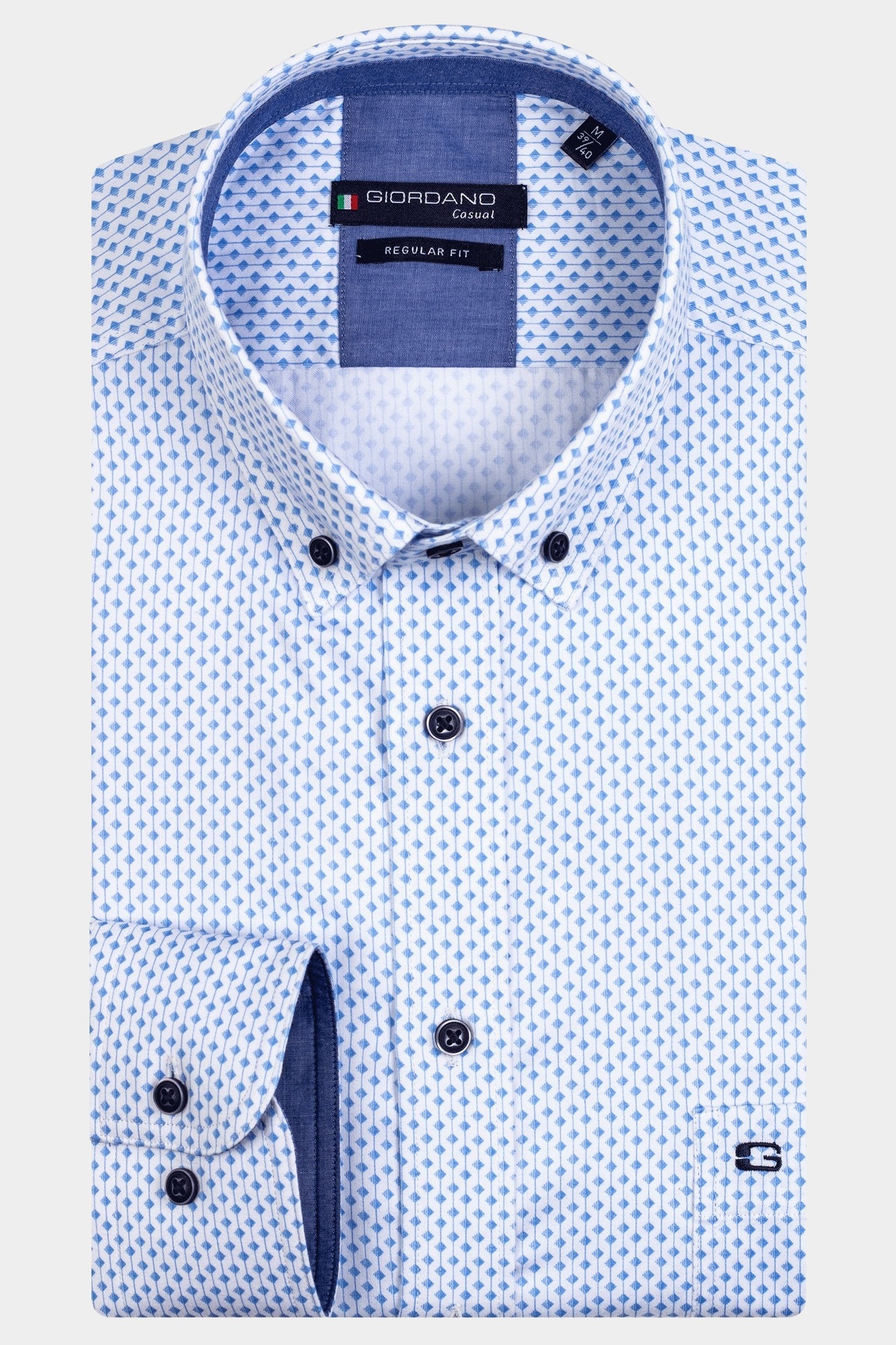 Giordano Casual hemd lange mouw Blauw Ivy 327008/61