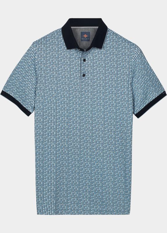 Baileys Polo heren Blauw Poloshirt all over Print "3-D 615246/62