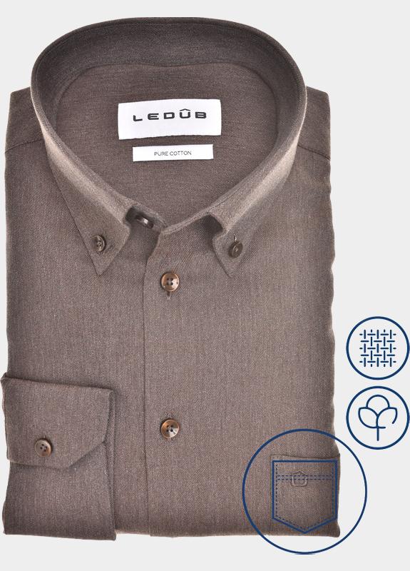 Ledub Business hemd lange mouw Bruin  0701980/680-000-000