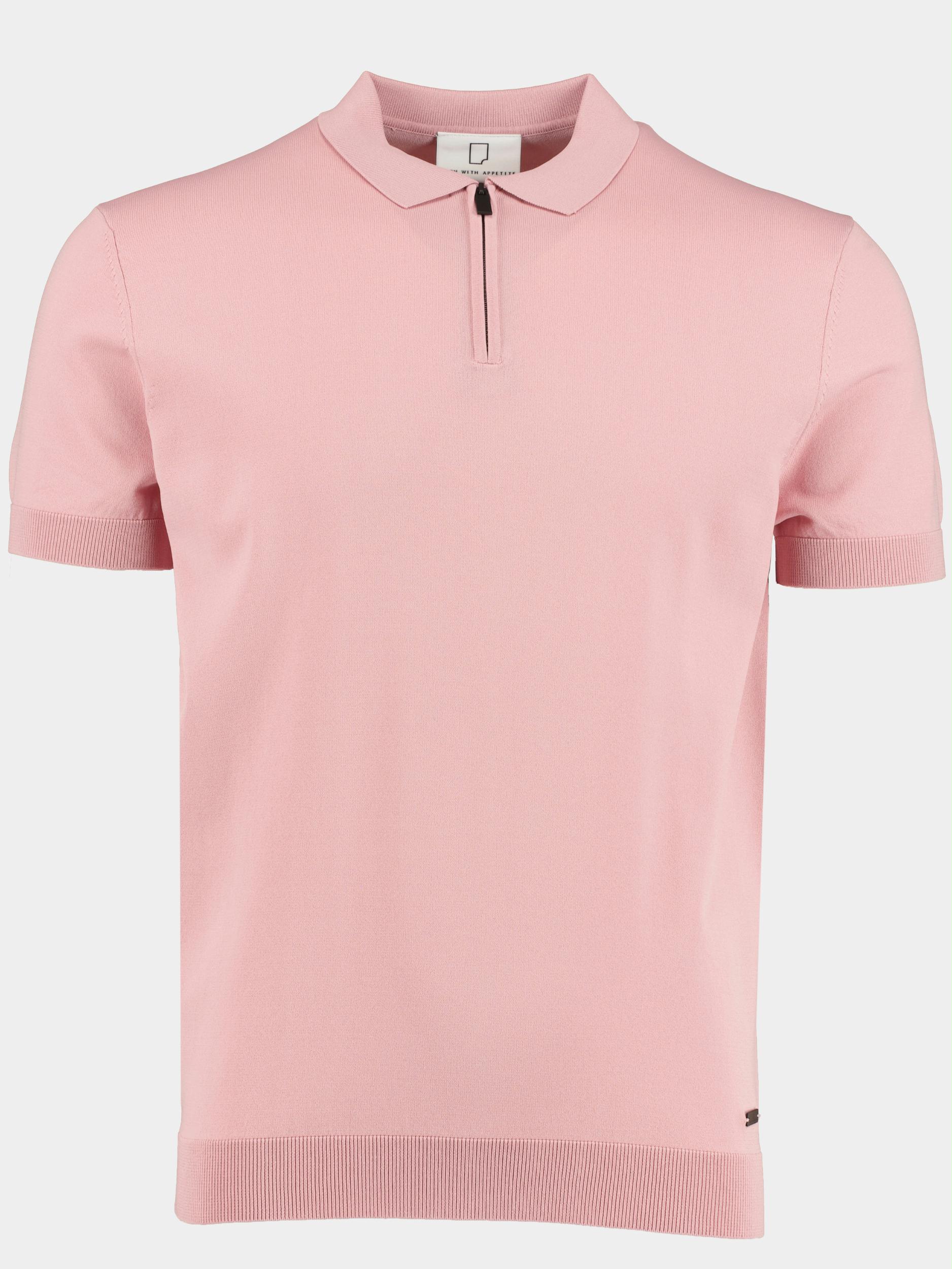 Born With Appetite Polo korte mouw Roze Dan Polo Zip Stretch Knit 23108DA31/737 blush