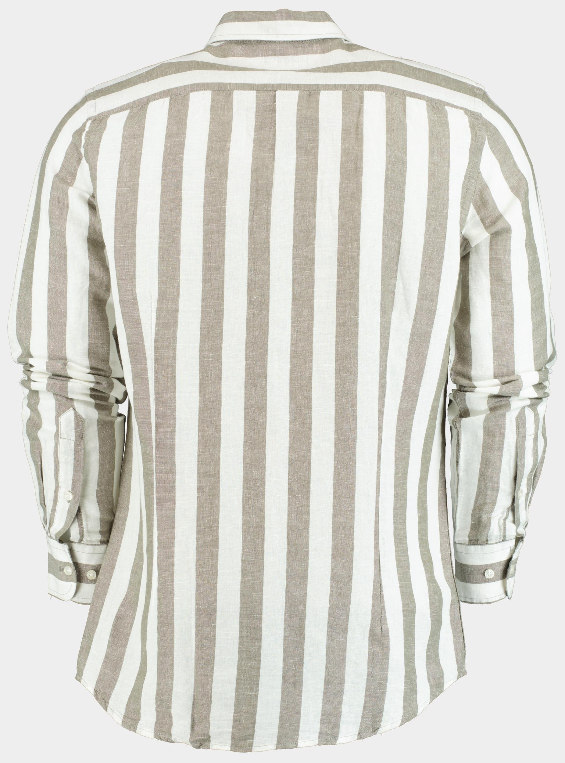 Born With Appetite Casual hemd lange mouw Groen Curtis Li-co Shirt Wide Strip 25107CU02/367 olive night