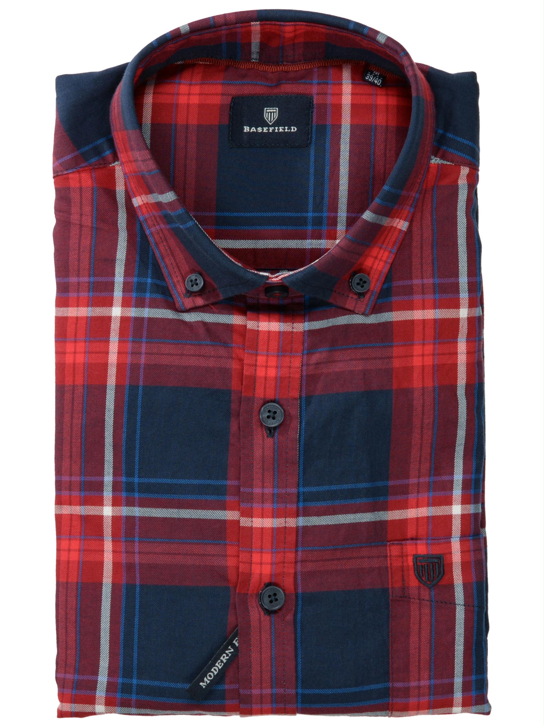Basefield Casual hemd lange mouw Rood He. Freizeithemd 1 1 219016509 406