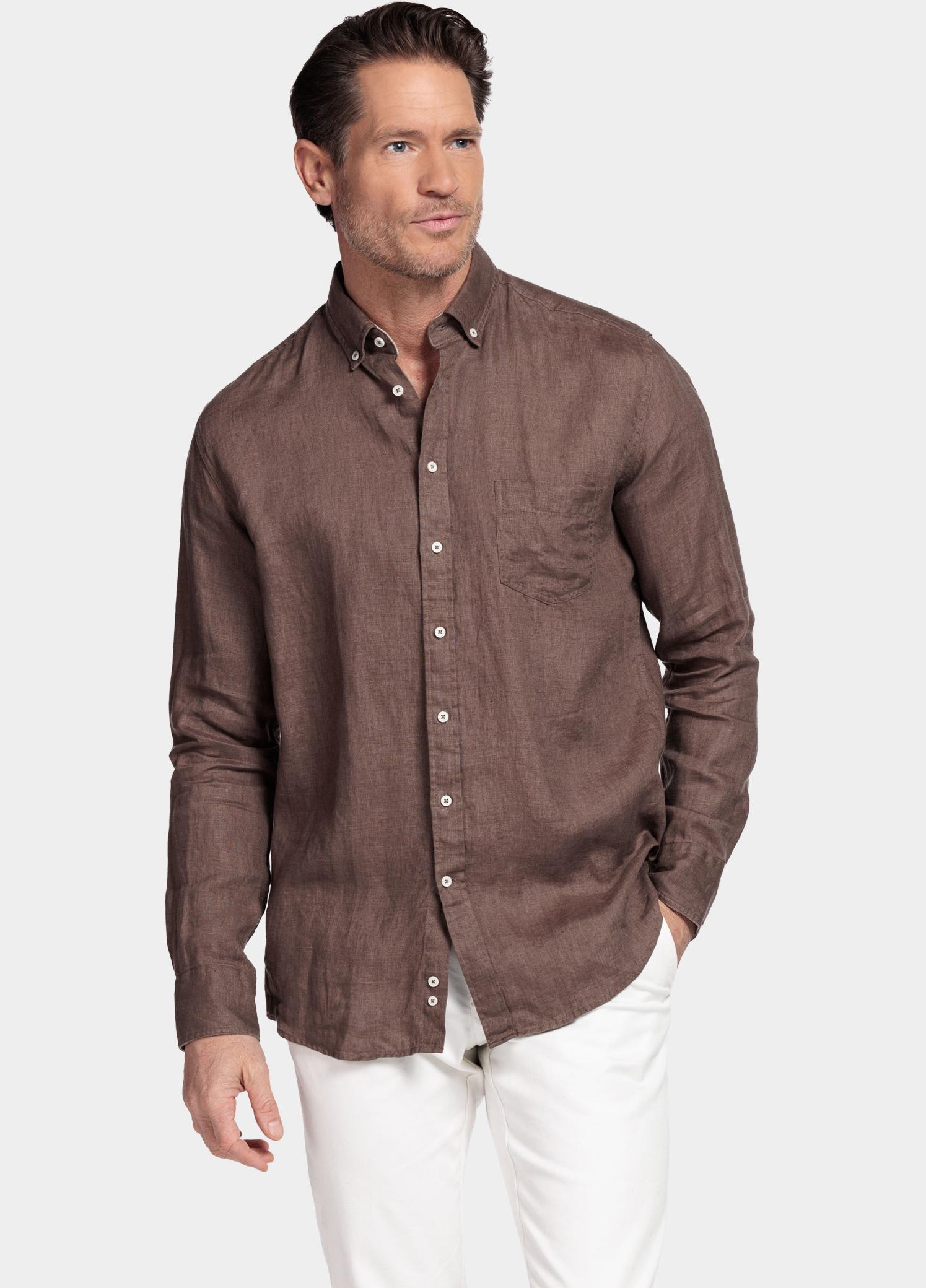 Giordano Overhemd heren Bruin Ivy Long Sleeve Button Down S 617009/80