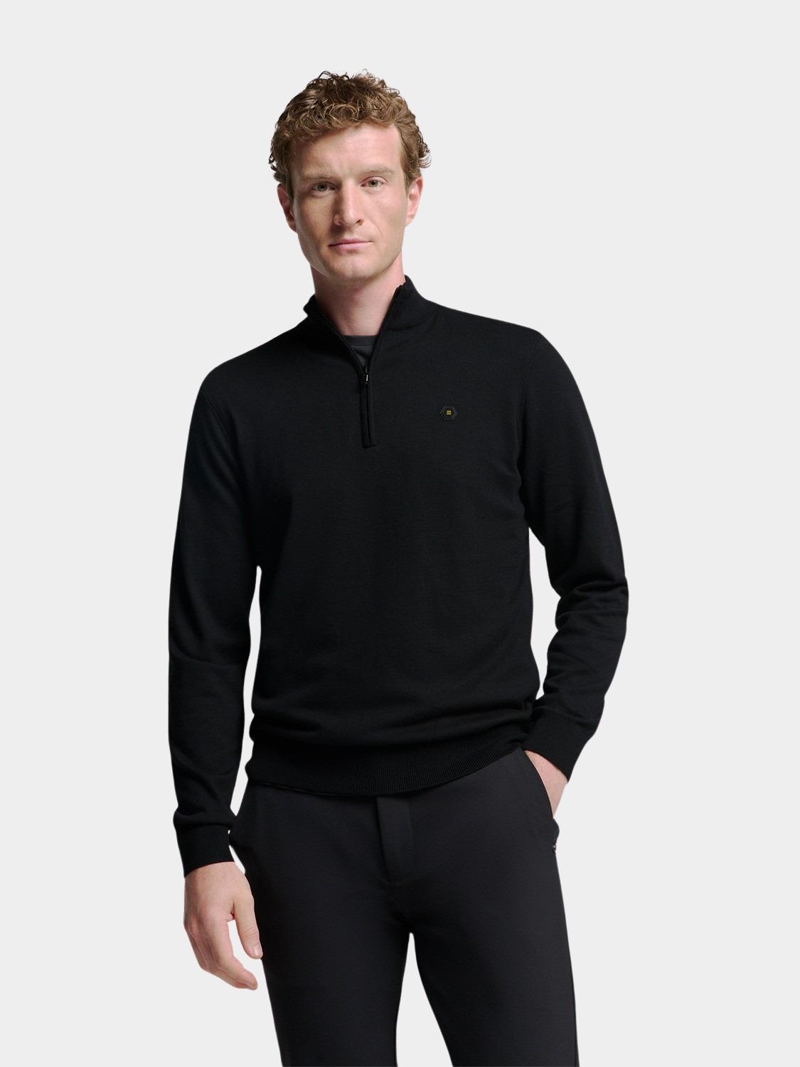 No Excess Half Zip Zwart Pullover Half Zip 2 Coloured N2185/020