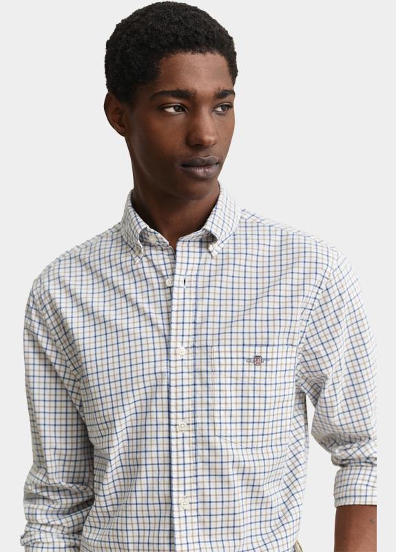 Gant Overhemd heren Bruin Klassiek geruit poplin overov 3260015/259