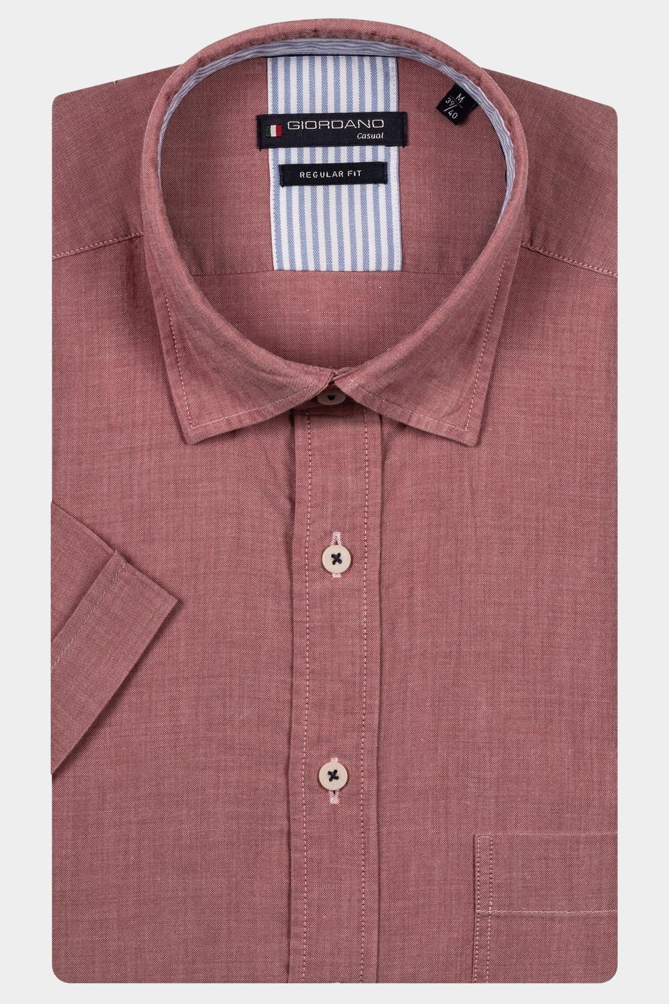 Giordano Casual hemd korte mouw Rood Trento SS button under washed 516029/30