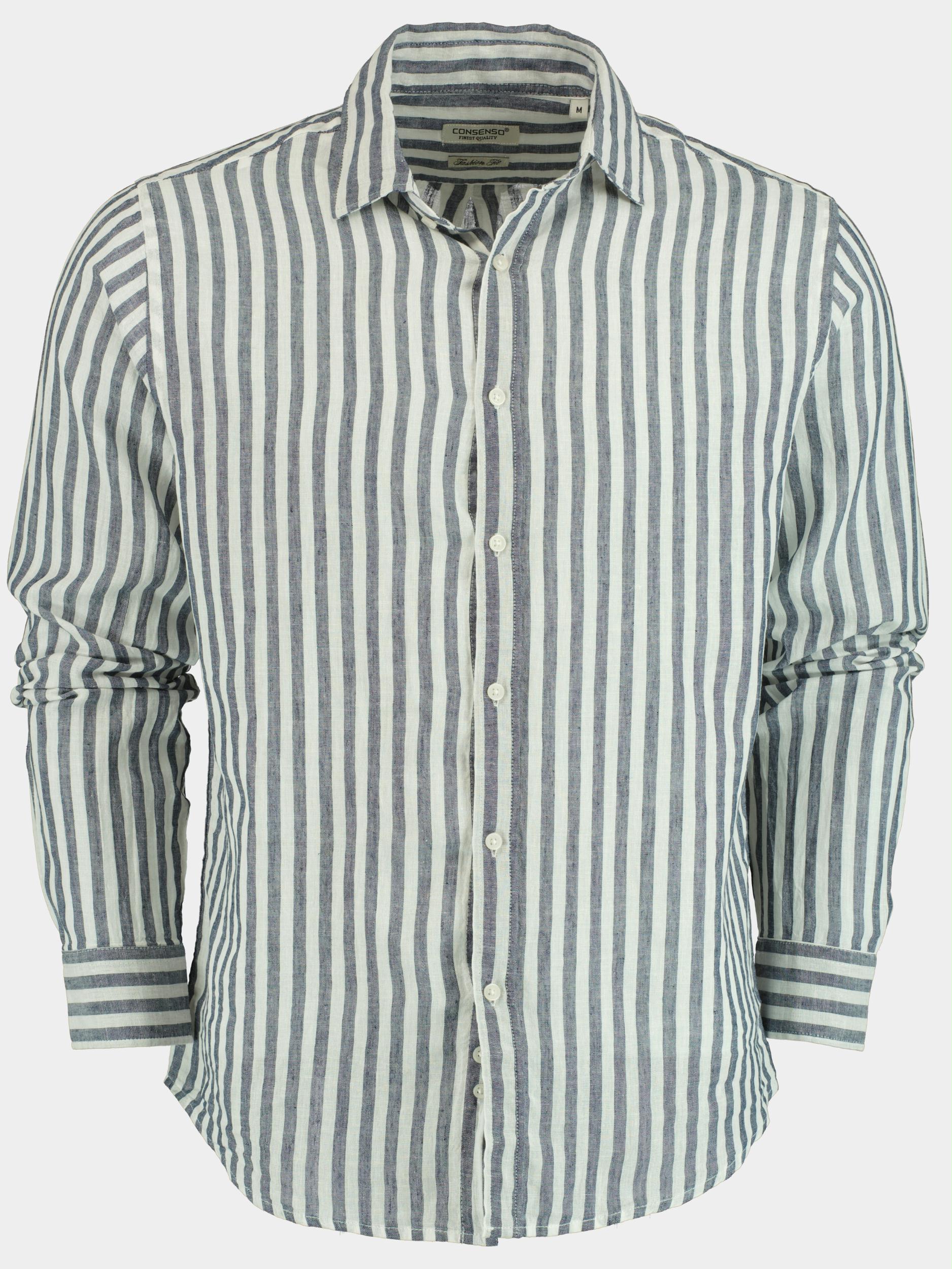 Consenso Casual hemd lange mouw Blauw Gestreept shirt 5427422/6C
