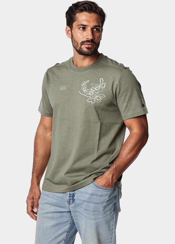 Cast Iron T-shirt heren Groen Short sleeve r-neck regular f CTSS2605586/6148
