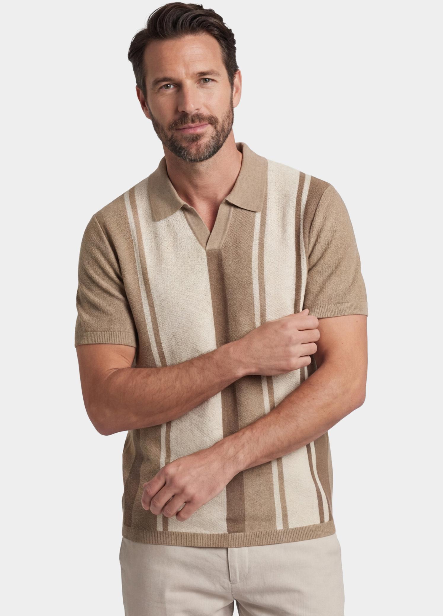 Baileys Polo heren Bruin Polo knitted-SS V-Collar all 615770/865