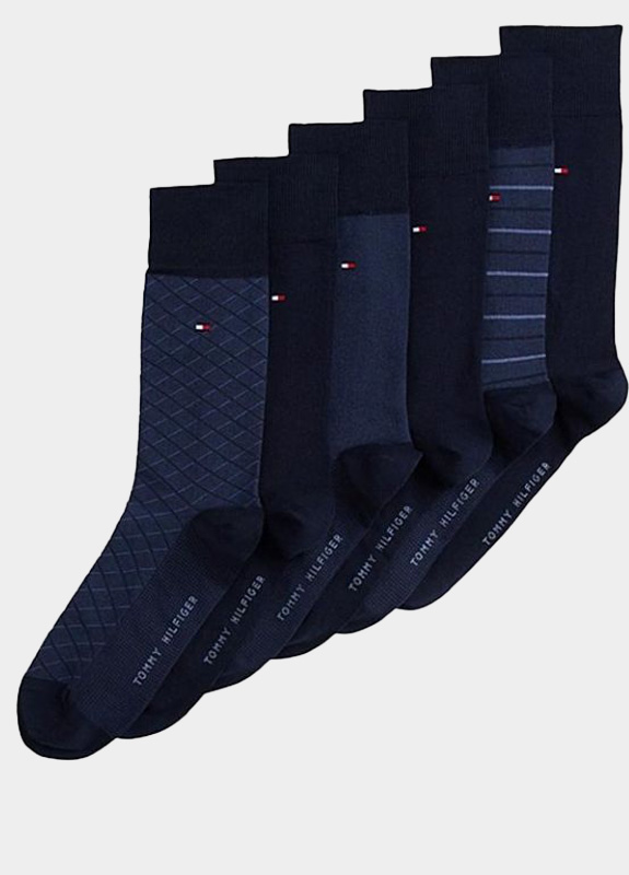 Tommy Hilfiger Cadeaubox Sokken Blauw TH Men Sock 6P Tin Giftbox Bir 701235373/001