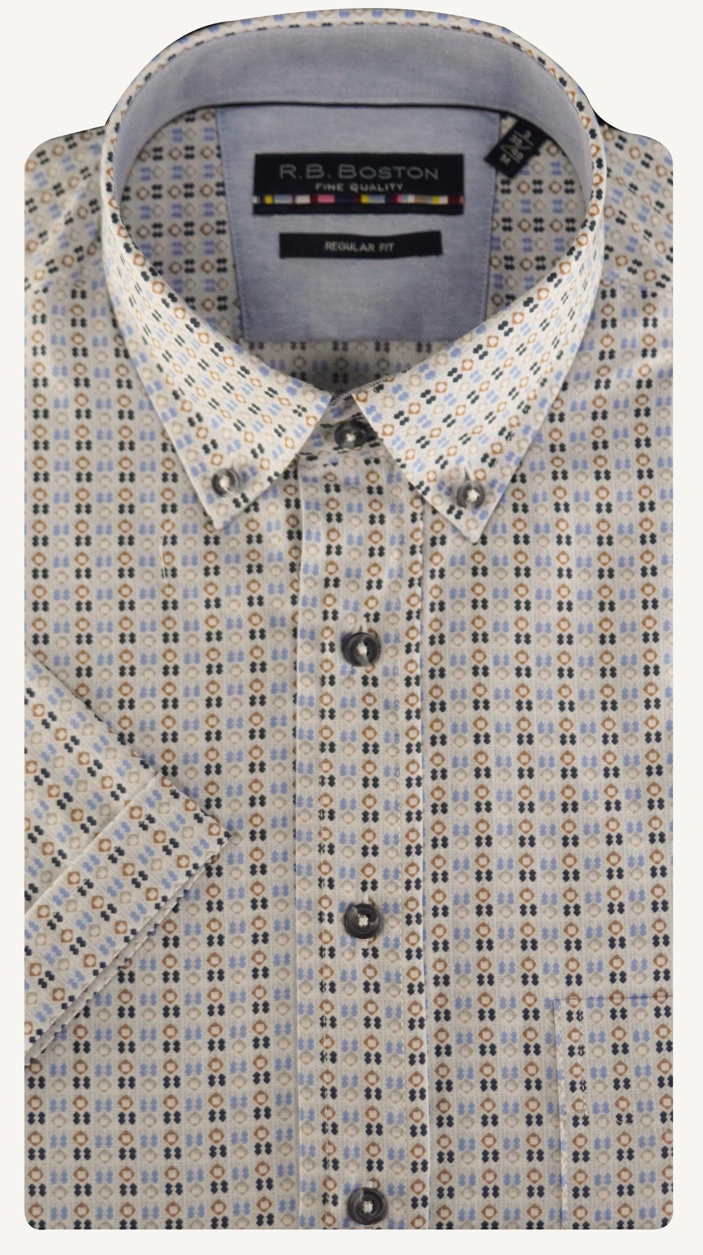 R.B. Boston Casual hemd korte mouw Blauw regular fit in lichtblauw 516670/609