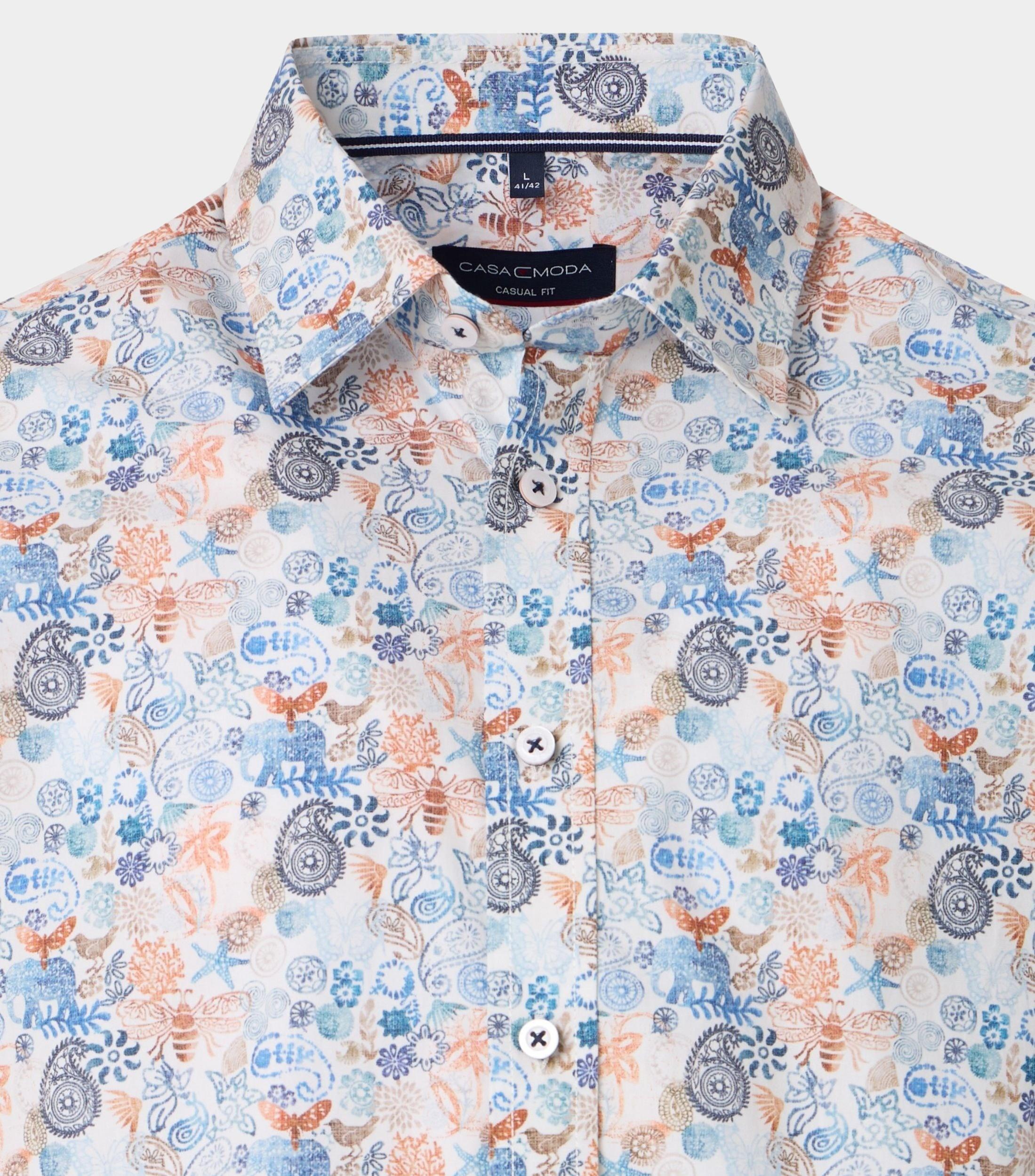 Casamoda Casual hemd korte mouw Blauw Kent Casual Fit 1/2Arm 954393400/100