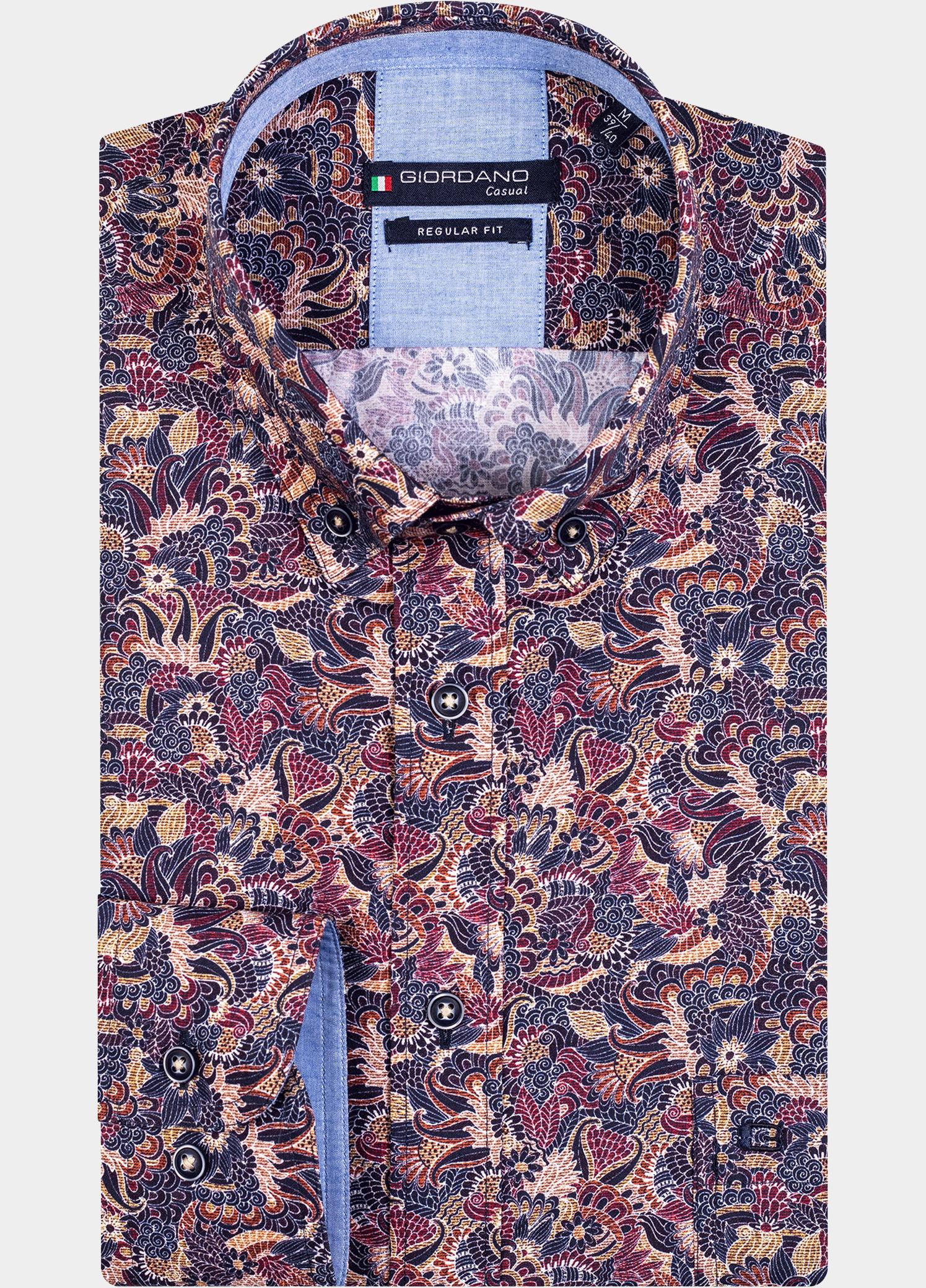 Giordano Overhemd heren Rood Ivy, LS Button Down Wild Flow 327030/30