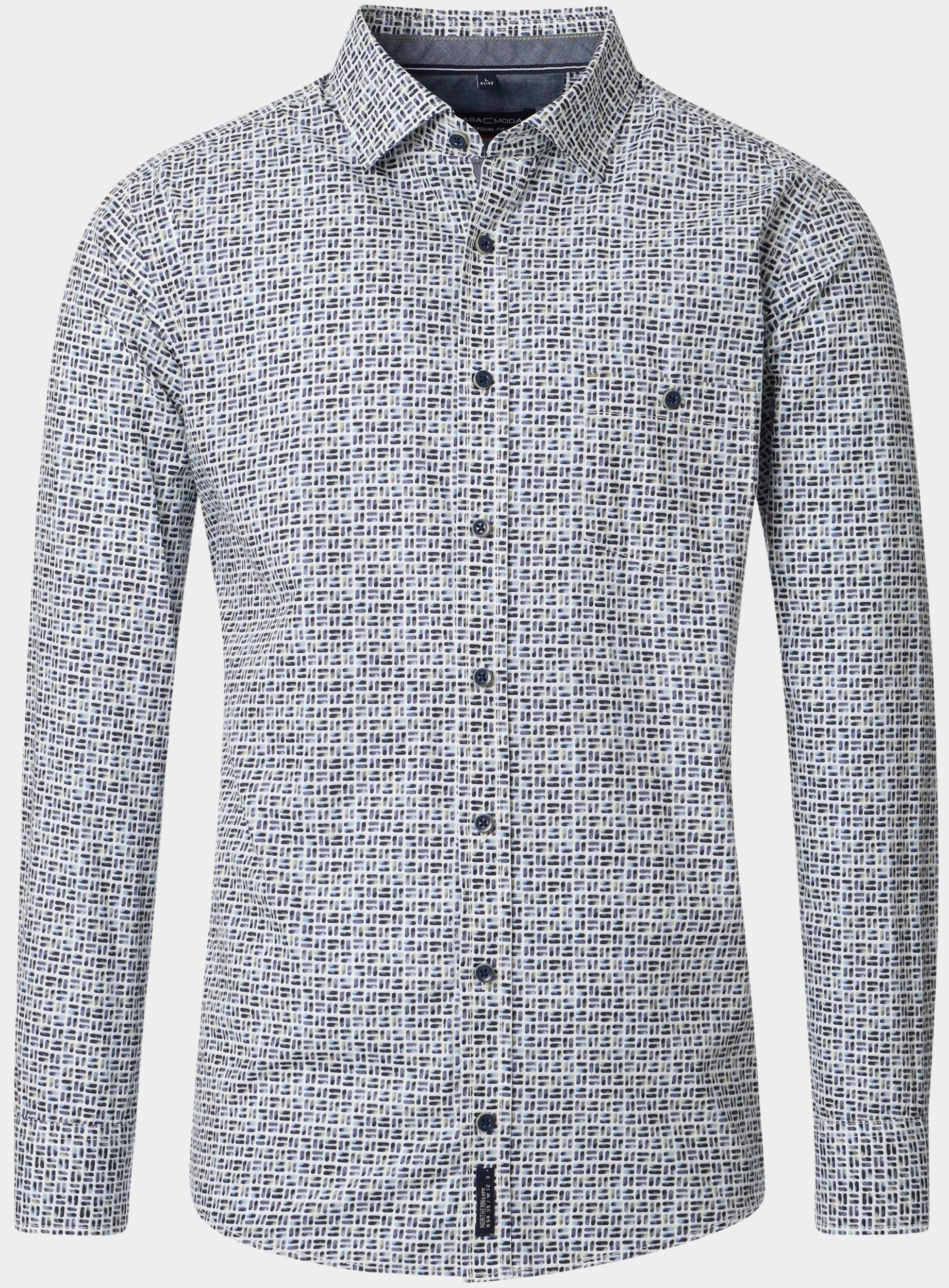 Casamoda Casual hemd lange mouw Groen Kent Casual Fit 454482400/300