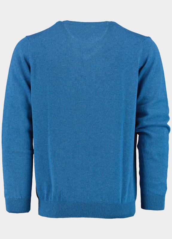 Bos Pullover Blauw V-hals 100% katoen 528100CCT-13/655