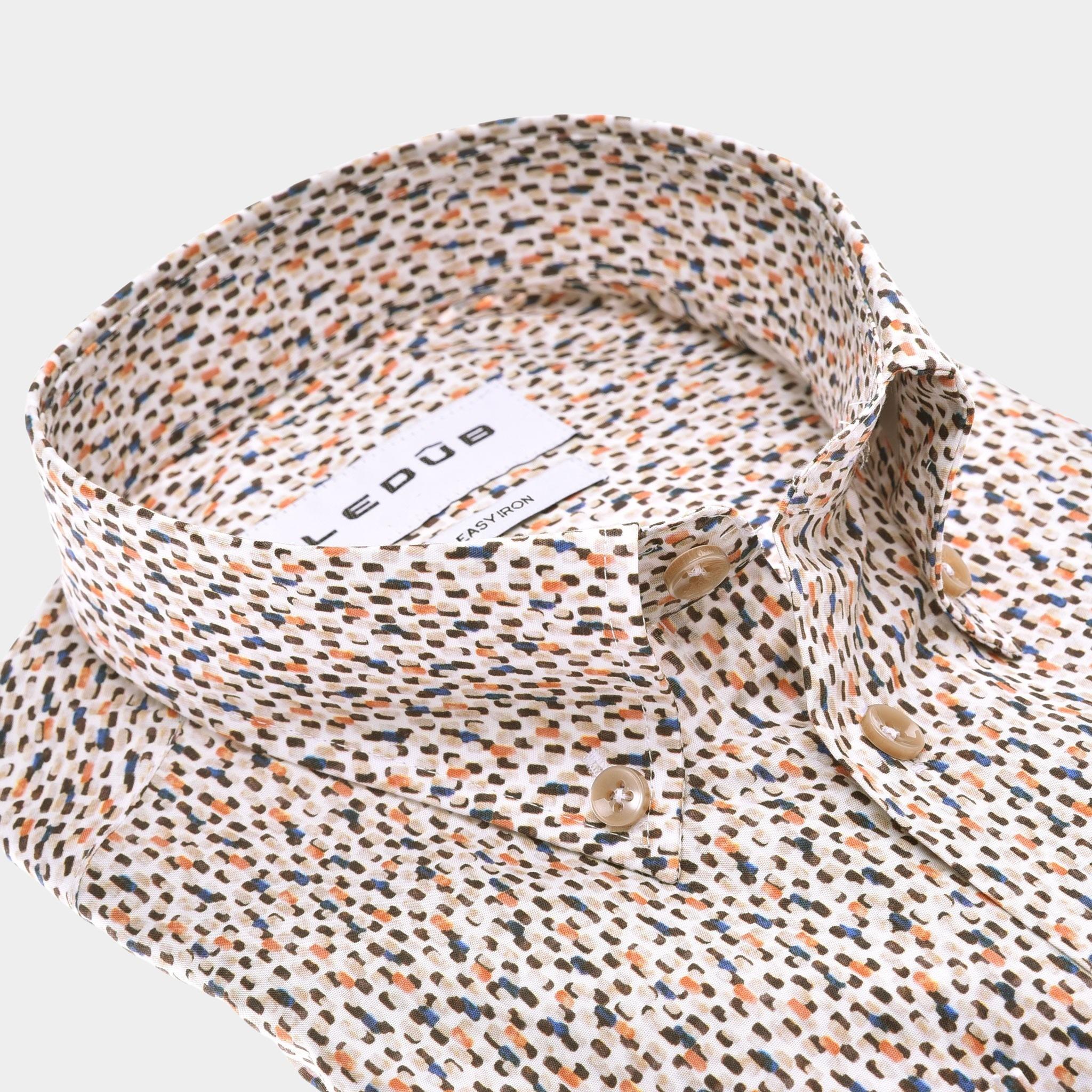 Ledub Business hemd lange mouw Bruin  0142848/630-000-000