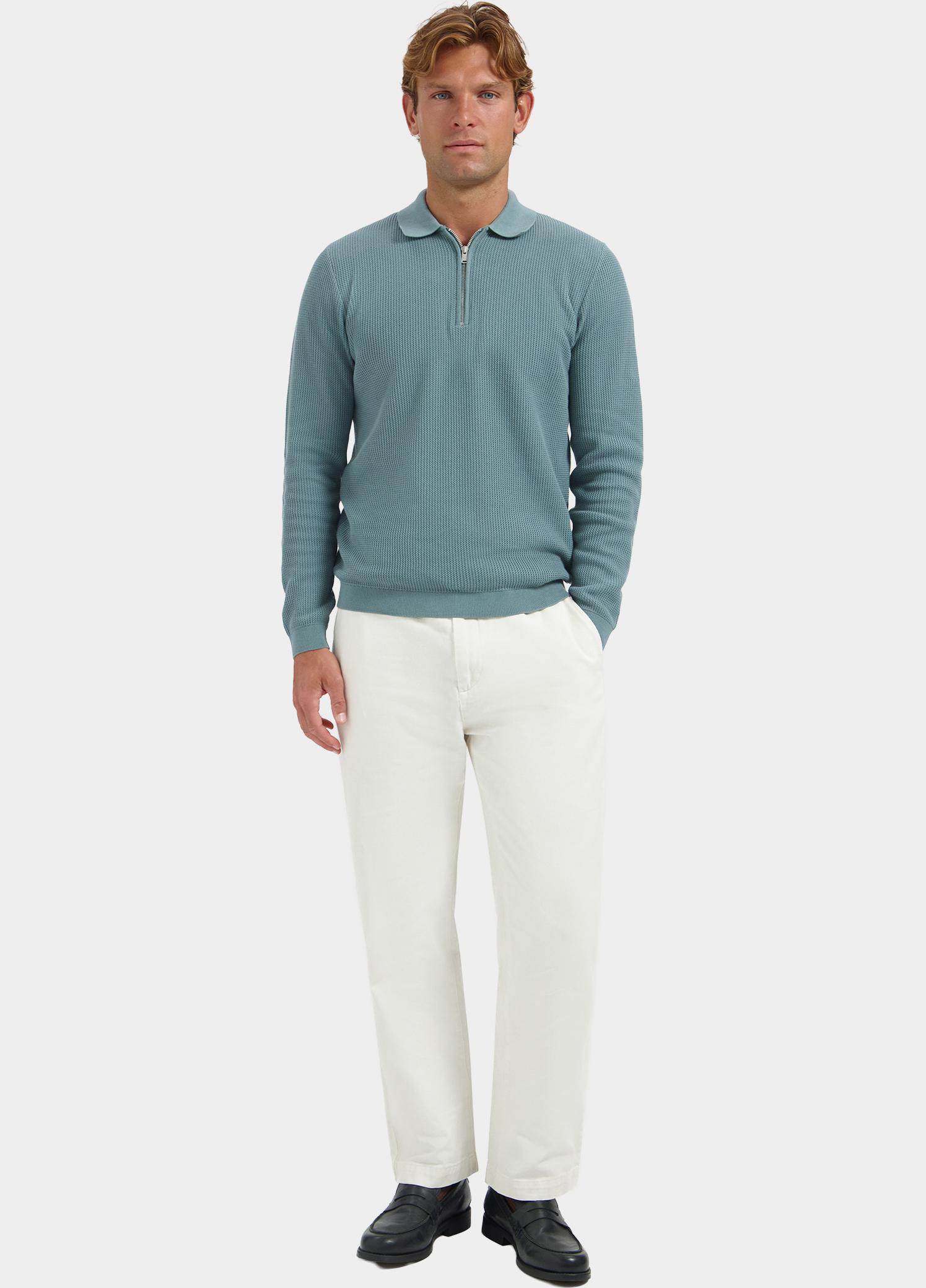 Dstrezzed Polo lange mouwen heren Blauw Kostas Zip 406054/617