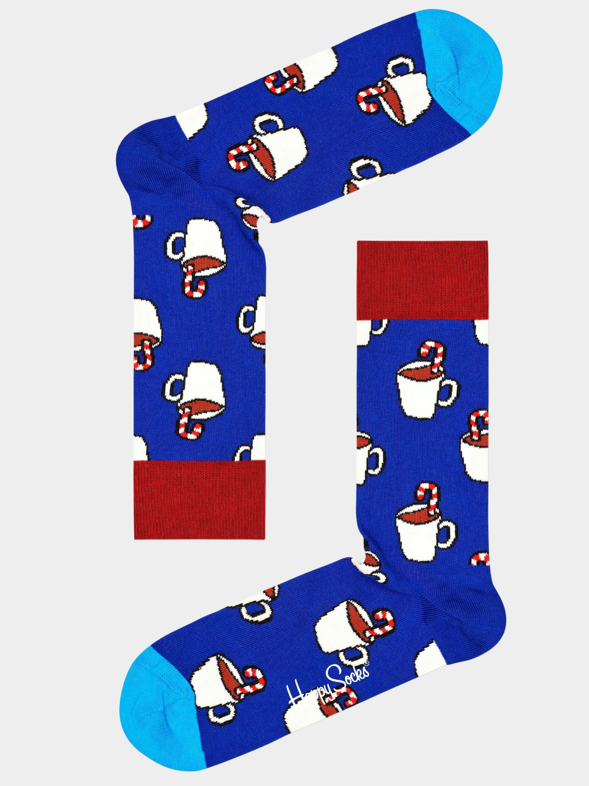 Happy Socks Cadeaubox Sokken Blauw 2-Pack Candy Cane & Cocoa Gift XCCC02/6500