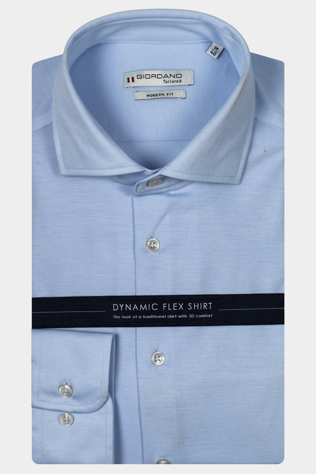 Giordano Casual hemd lange mouw Blauw Roma, LS Cutaway Dynamix Flex 427895/61