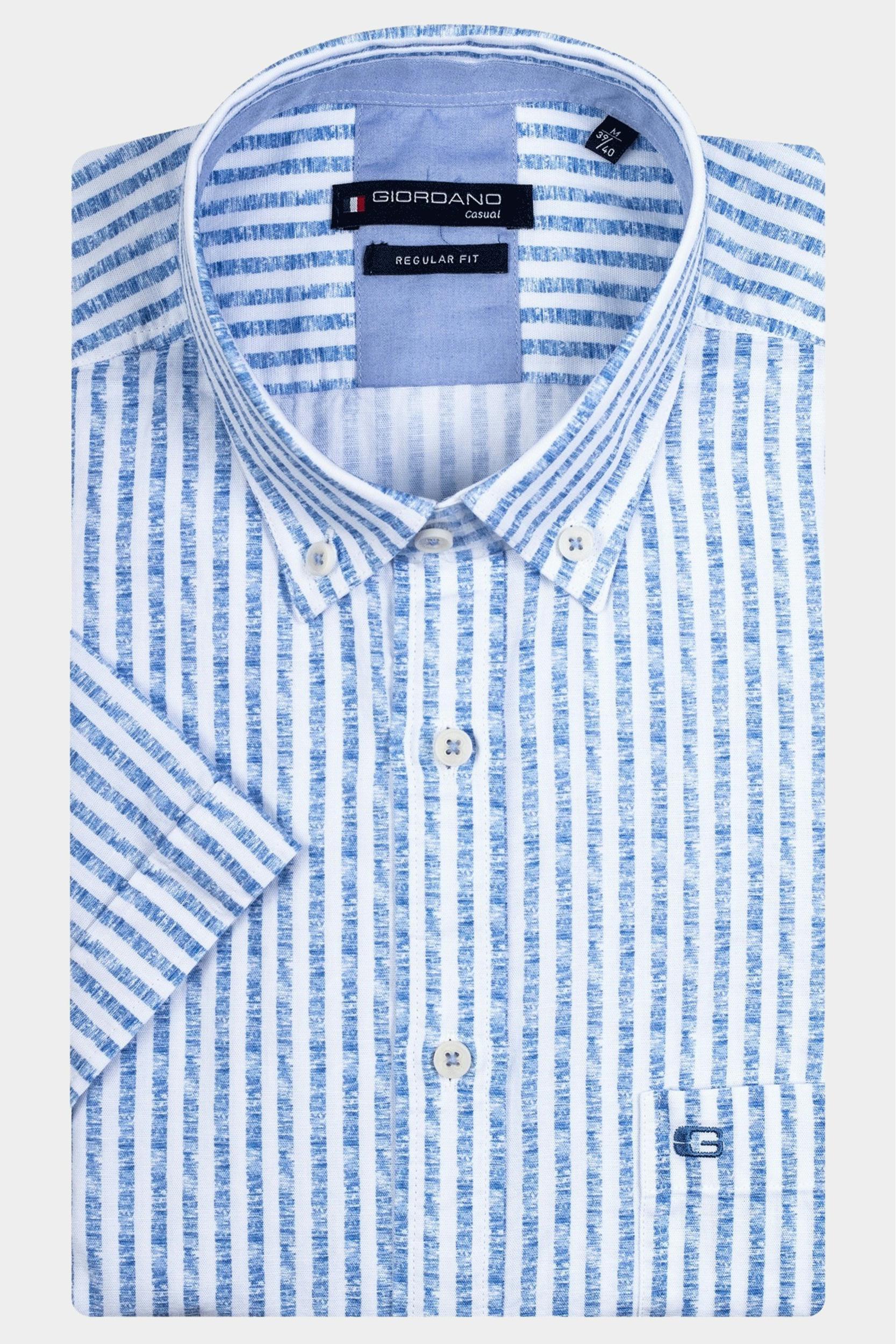 Giordano Casual hemd korte mouw Blauw League 316105/61
