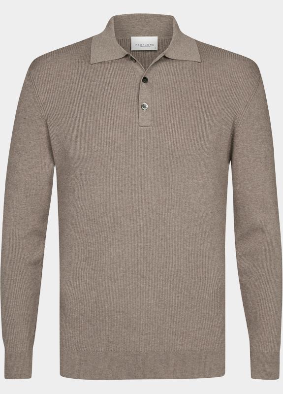 Profuomo Polo lange mouw Bruin  PPWJ10003/B