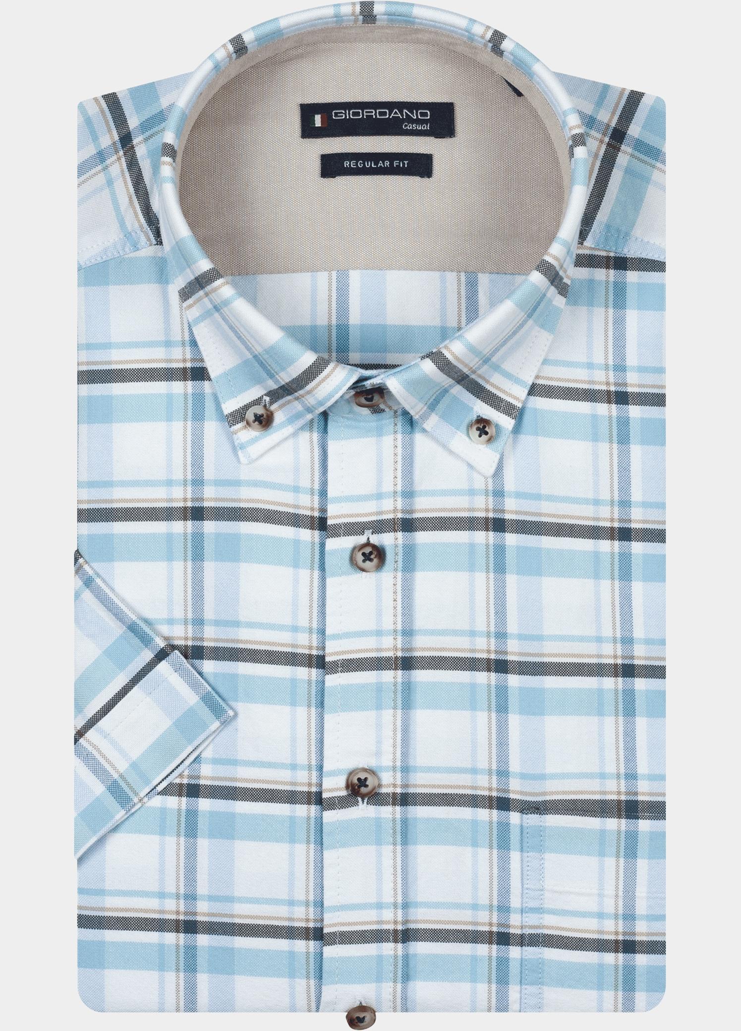 Giordano overhemd korte mouw heren Blauw League short sleeve button do 616303/60