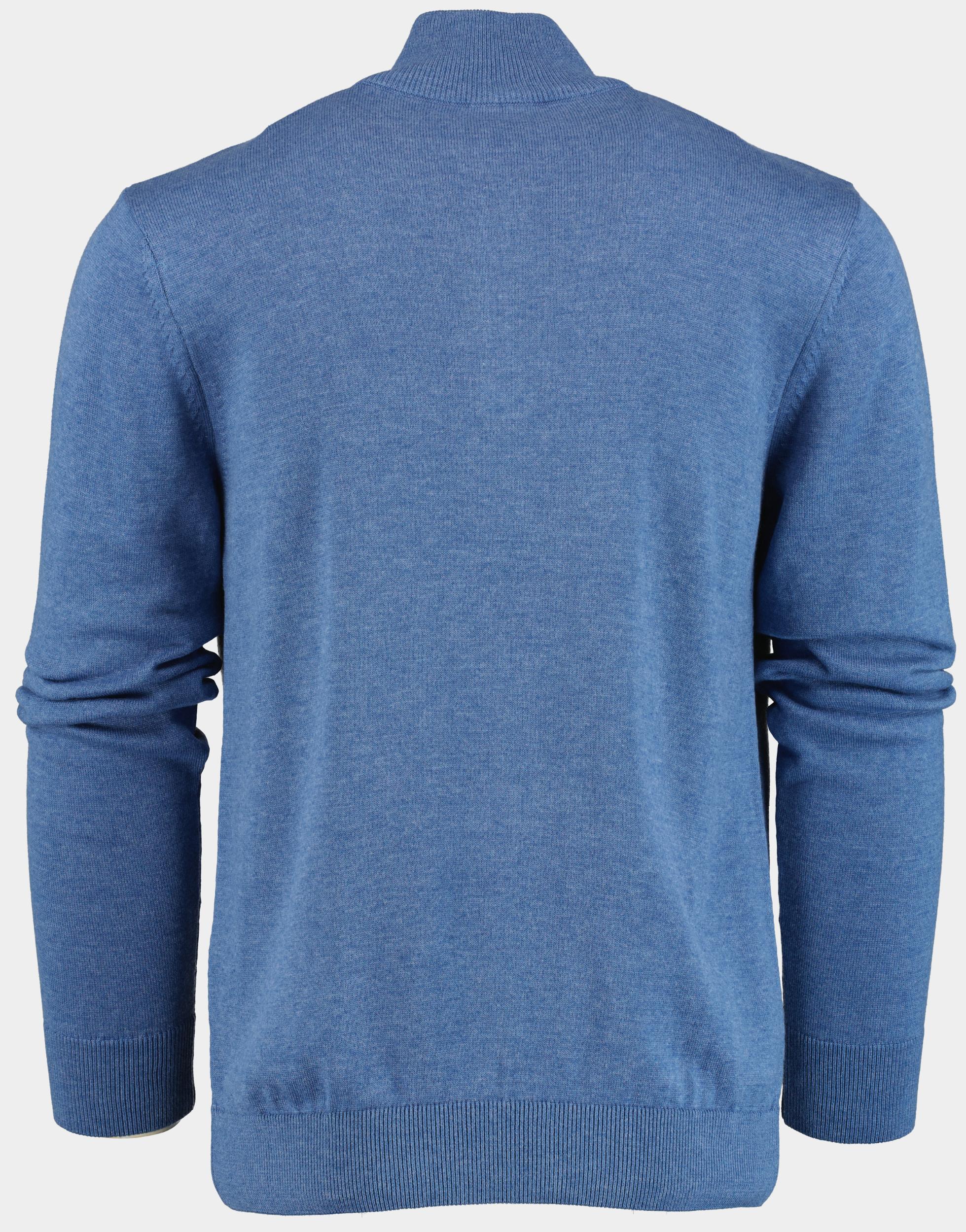 Bos Pullover Blauw met halve rits in kobaltblauw 302/8159