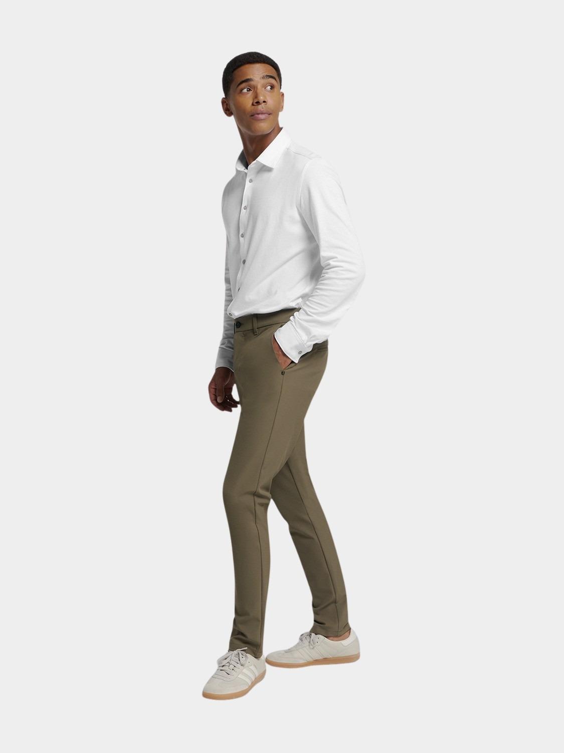 No Excess Casual hemd lange mouw Wit Shirt Jersey Pique Stretch N4186/010