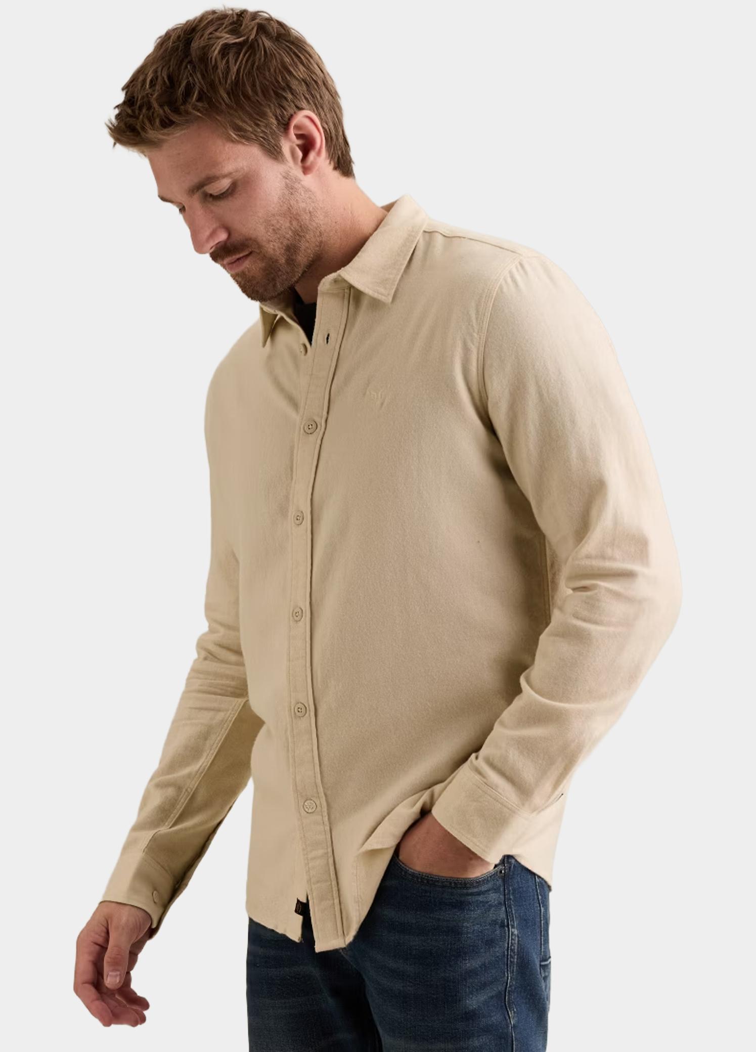PME Legend Overhemd heren Beige Long sleeve shirt Yarn dye PSI2610203/7013