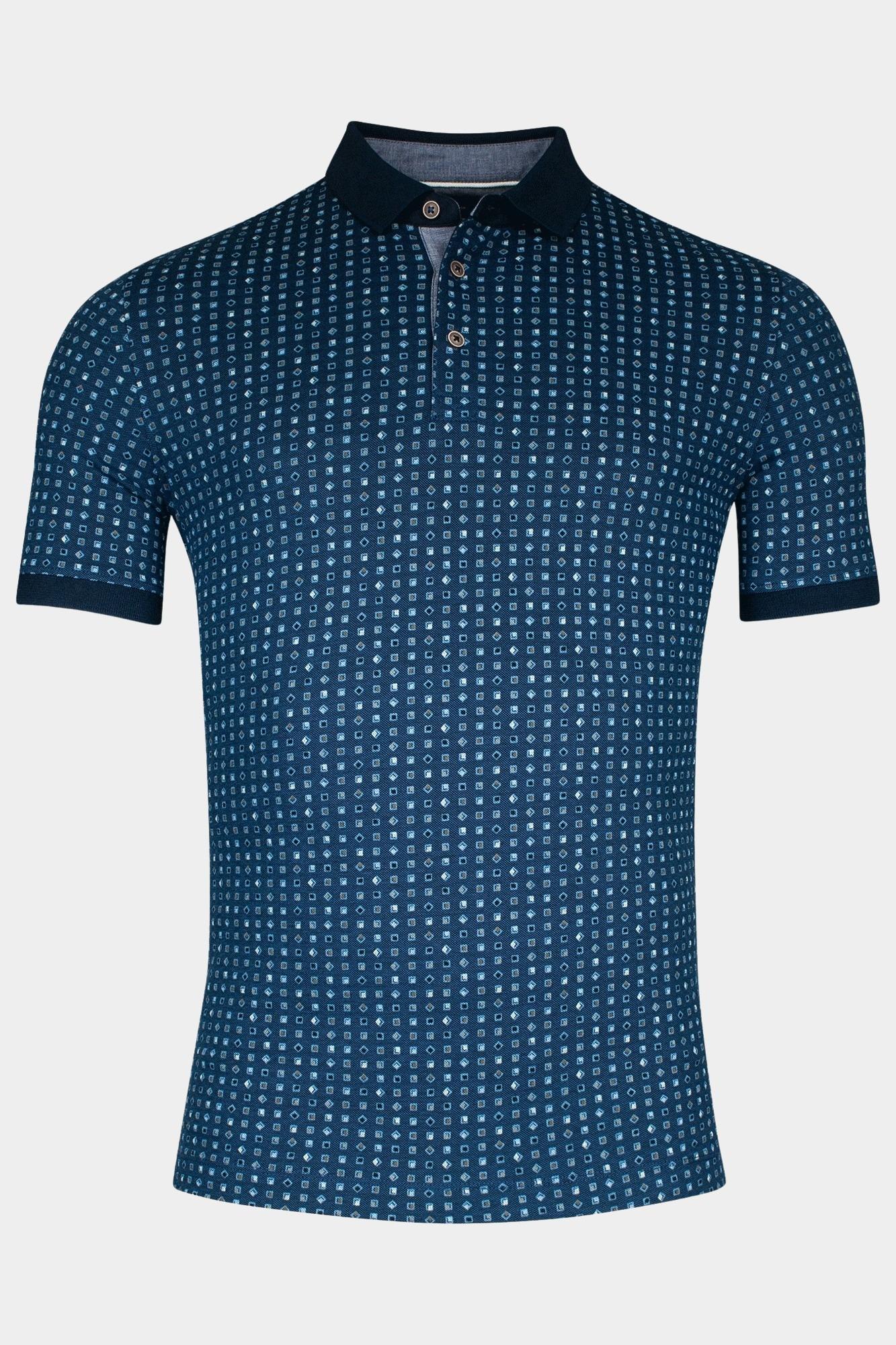 Baileys Polo korte mouw Blauw Poloshirt 2-tone Pique all ov 515246/60