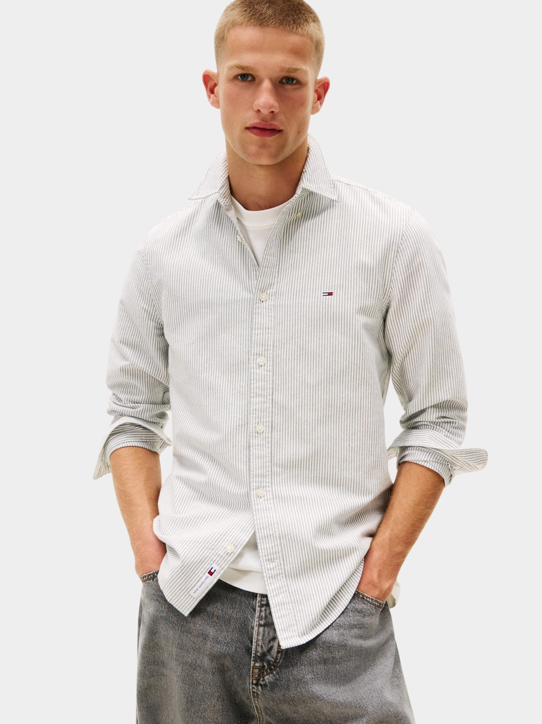 Tommy Jeans Casual hemd lange mouw Blauw TJM SLIM STRIPE OXFORD SHIRT DM0DM20668/0A6